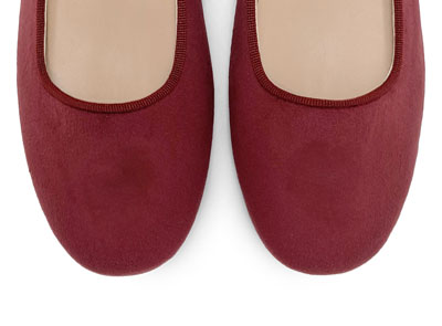 Ballerine bordeaux in velluto con cinturino