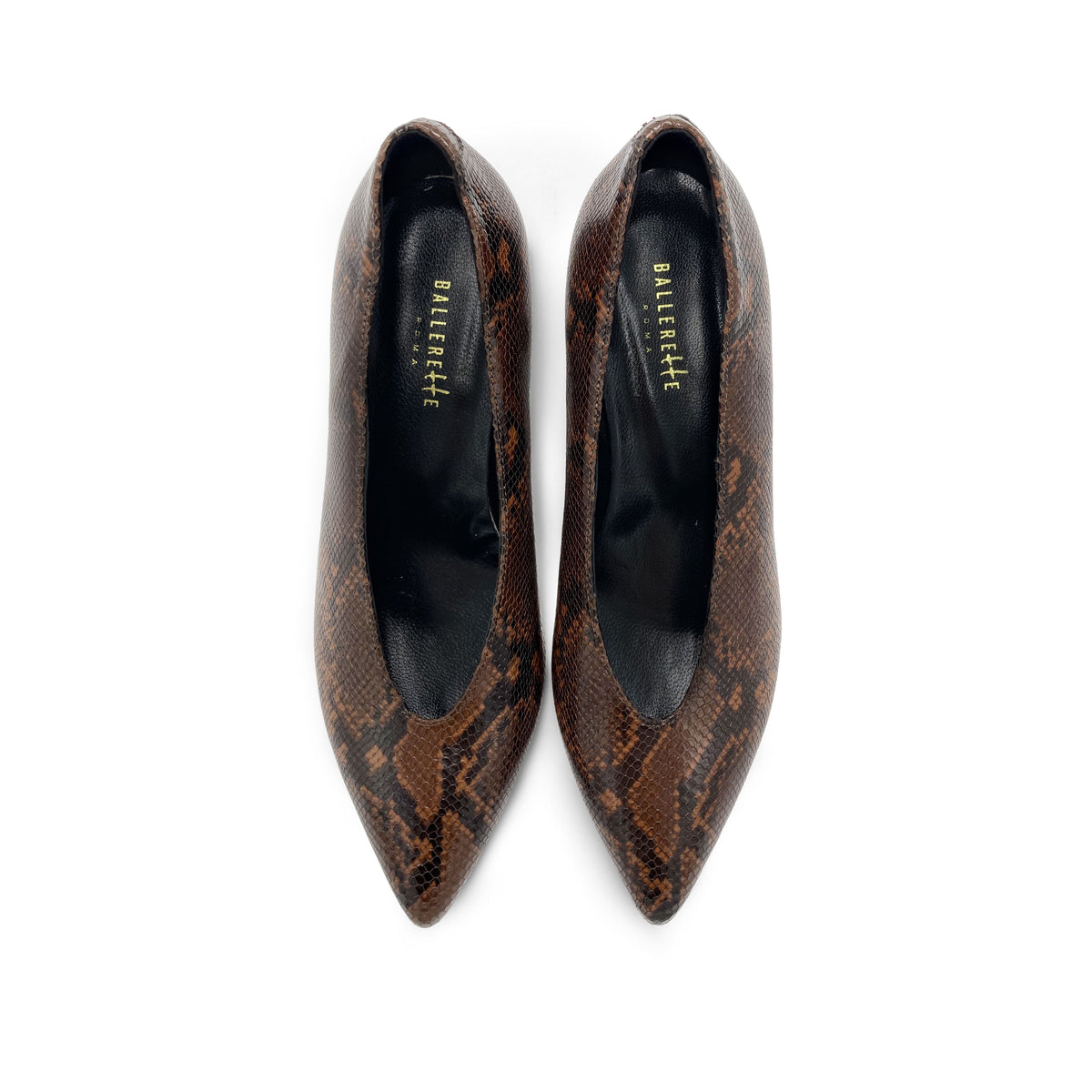 Brown animal print leather décolleté with V-neck