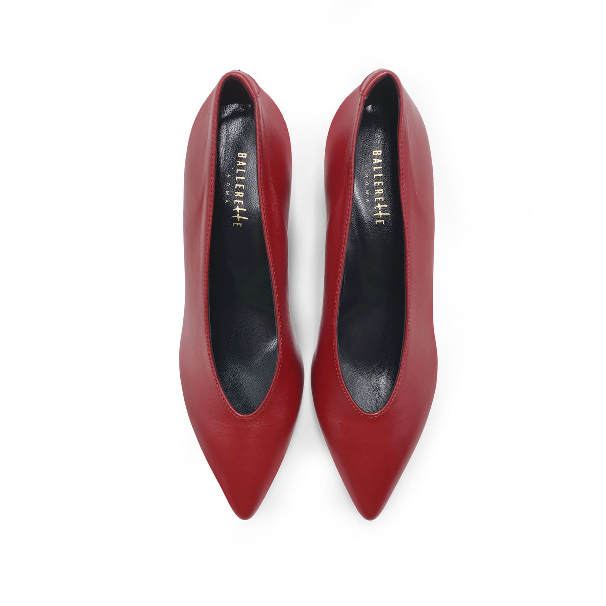 Rote Leder Pumps mit V-Ausschnitt und Absatz
