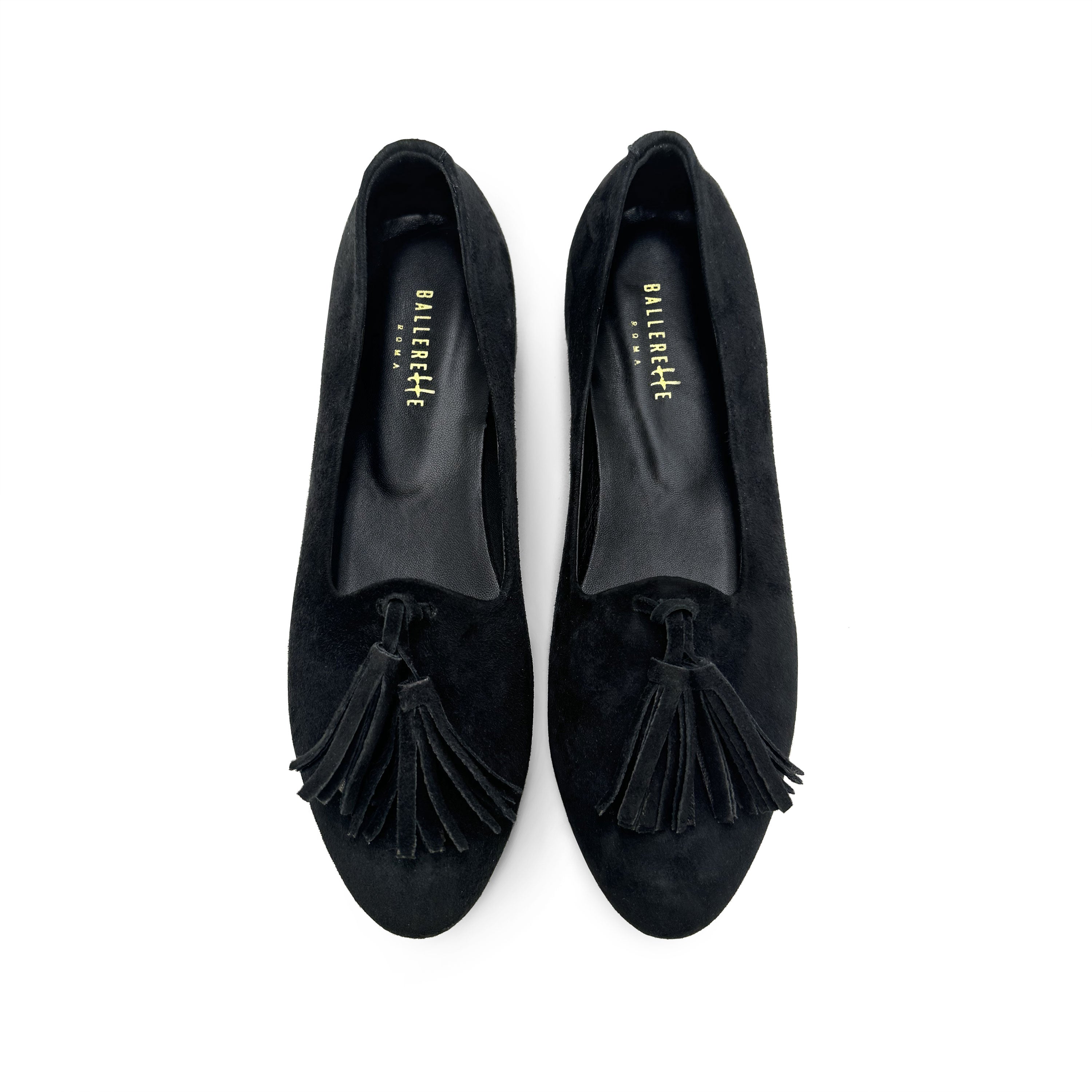 Mocassini donna neri con nappine