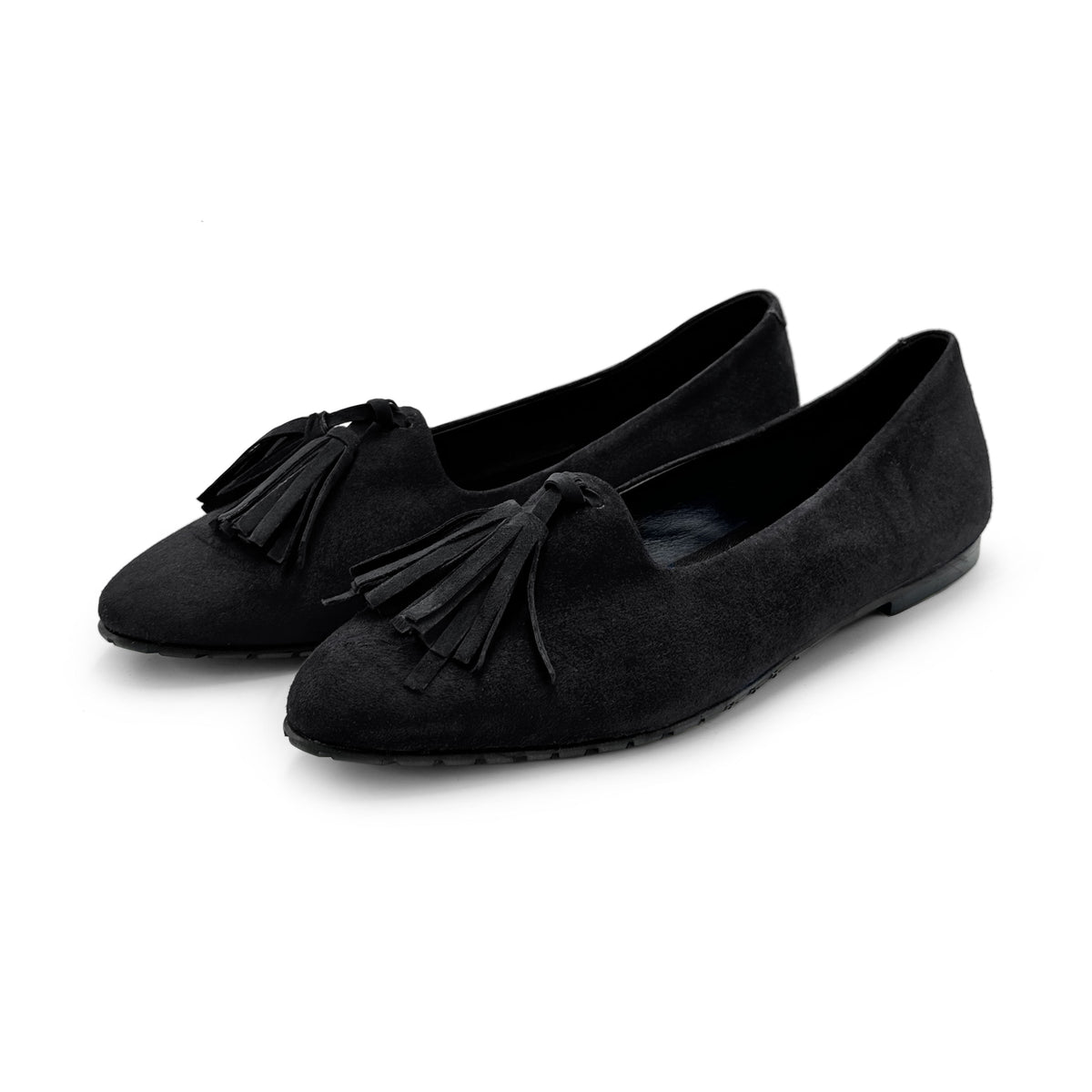 Mocassini donna neri con nappine