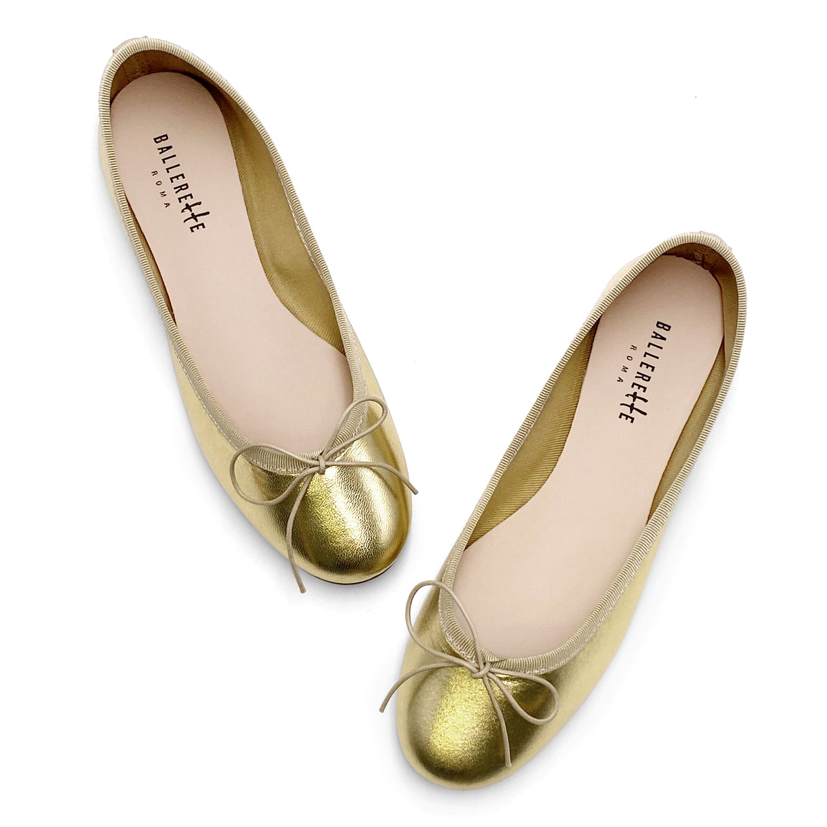 Ballerine oro in pelle laminata