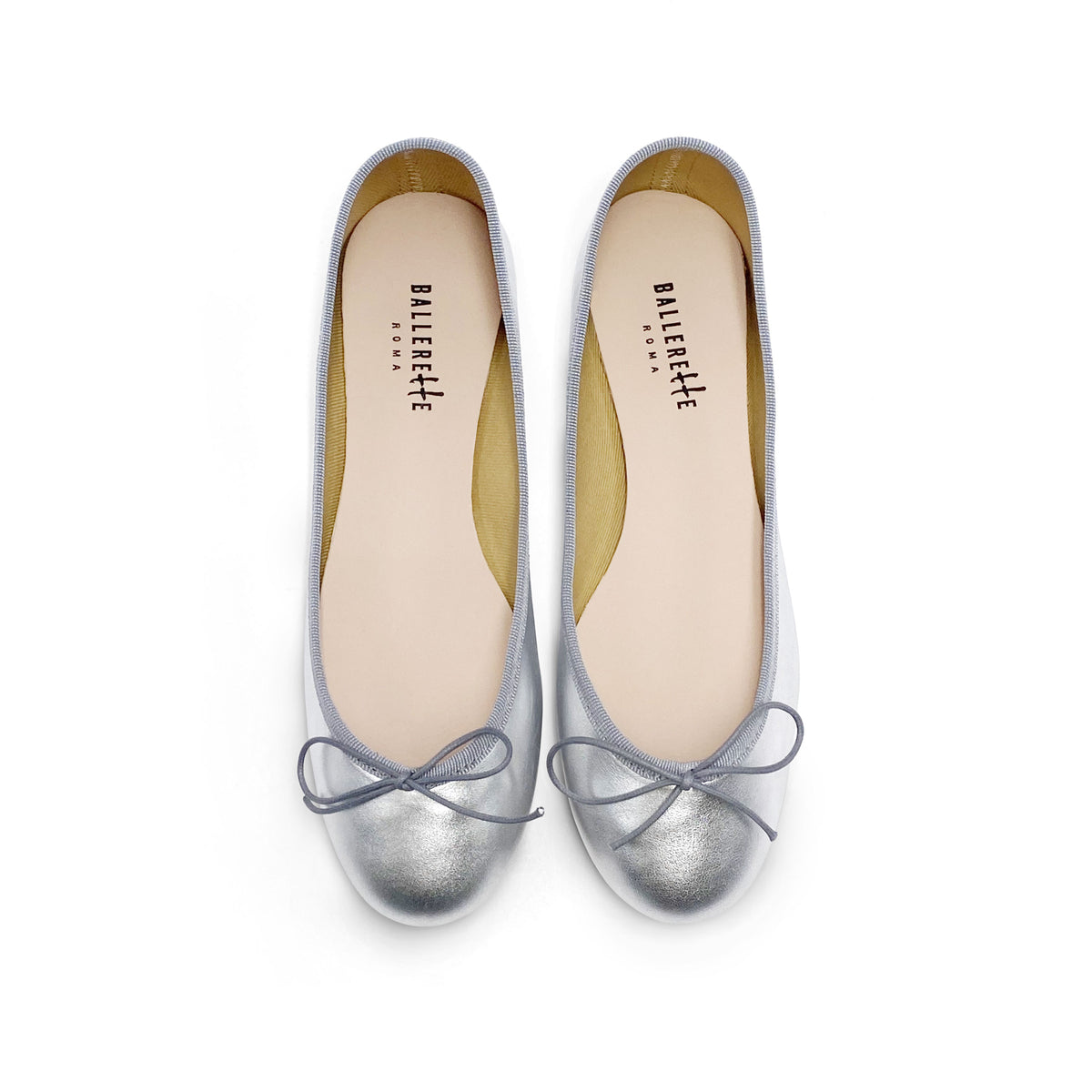 Ballerine argento in pelle laminata