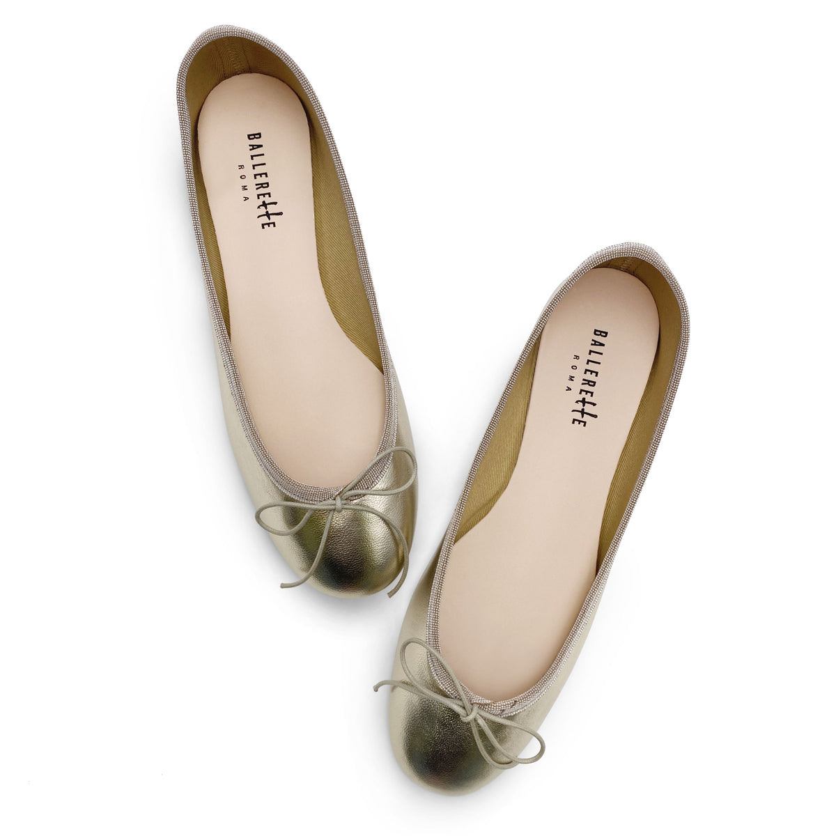 Ballerine in pelle laminata platino