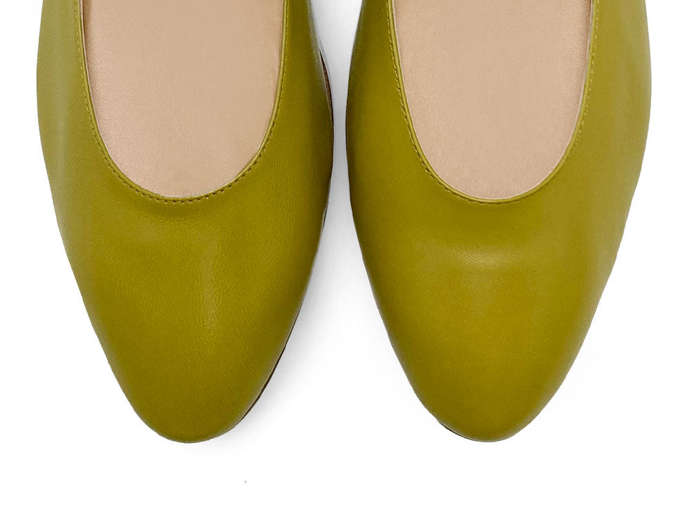 Ballerines Mary Jane vert olive avec brides