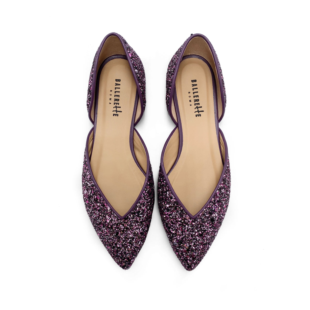Ballerine aperte in glitter lilla
