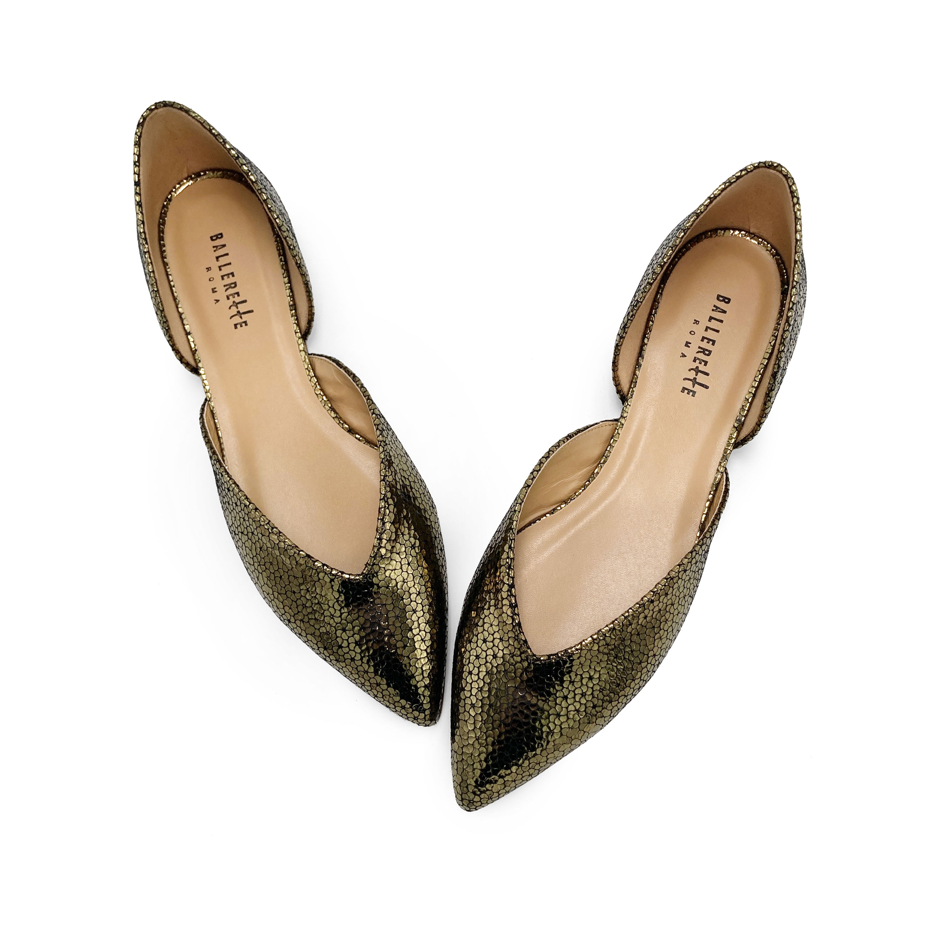 Ballerine aperte laminate bronzo