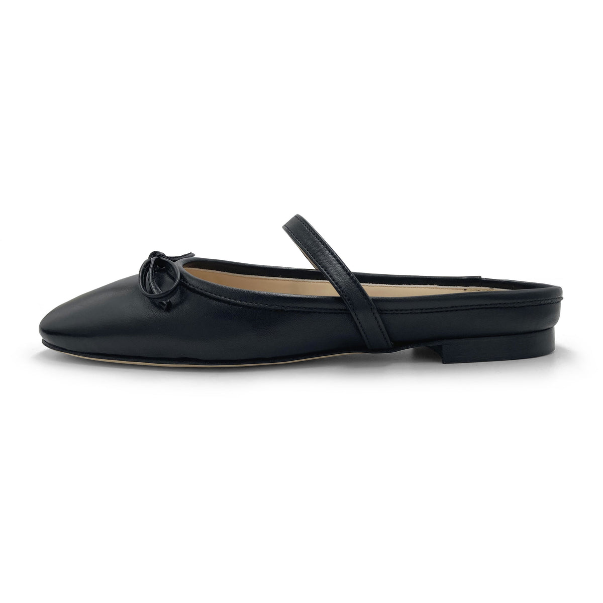 Schwarze Sabot-Ballerinas aus Leder mit Sacchetto-Verarbeitung