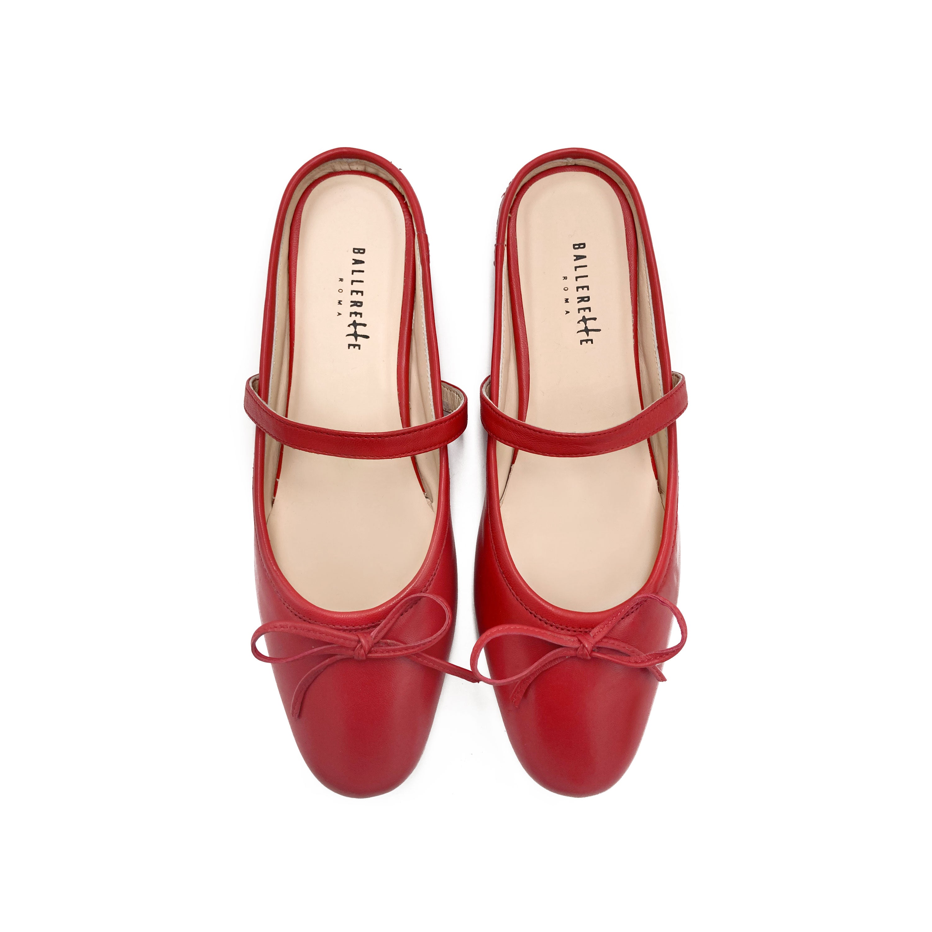 Ballerine sabot rosse con lavorazione a sacchetto