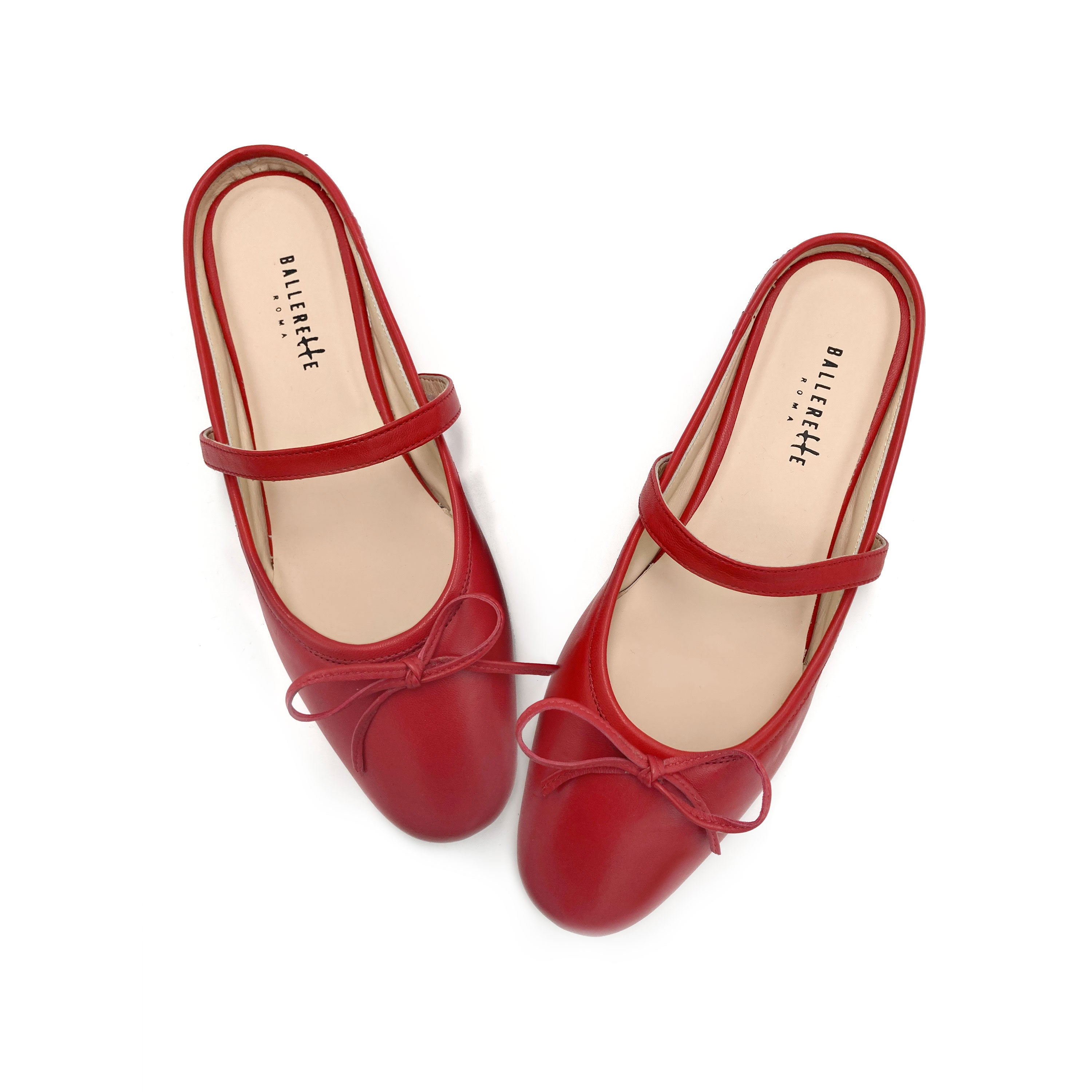 Ballerine sabot rosse con lavorazione a sacchetto