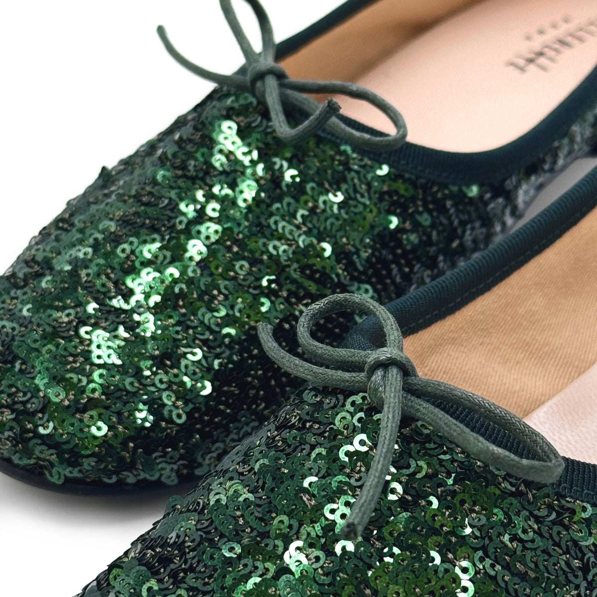 Ballerines montantes à paillettes vert émeraude