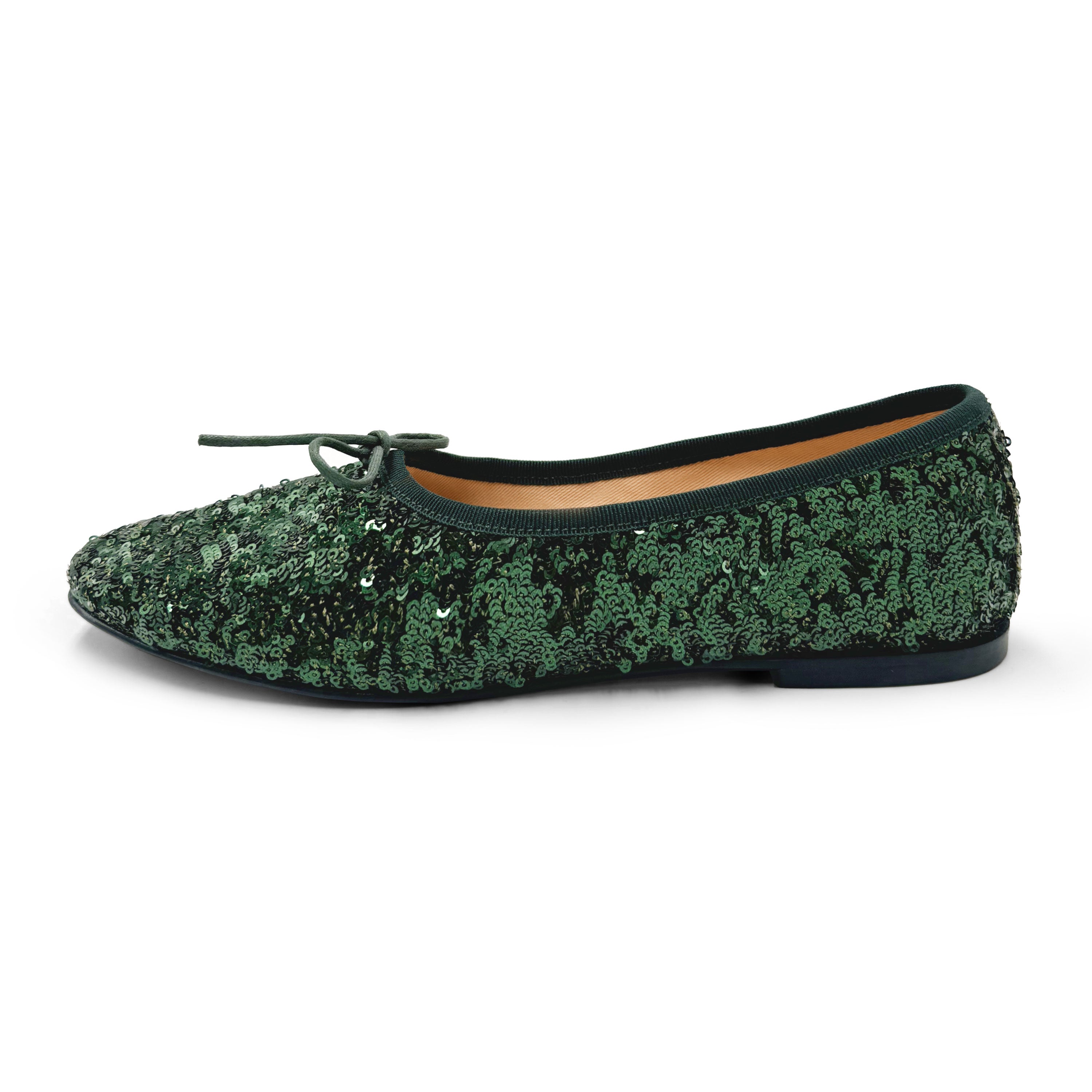 Ballerine accollate con paillettes verdi smeraldo