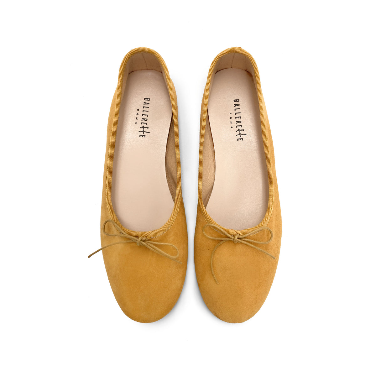 Ballerine "glove shoes" gialle senape accollate in camoscio