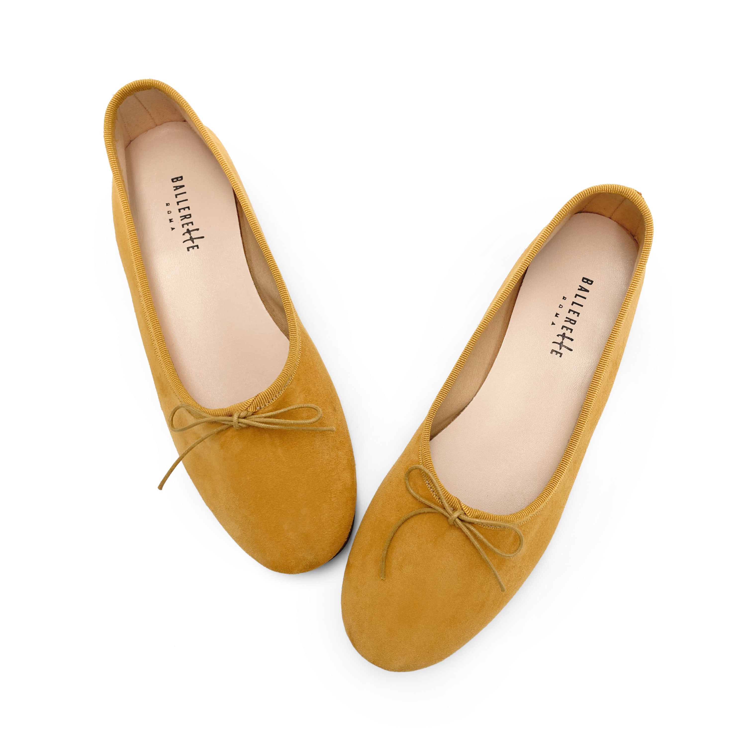 Ballerine "glove shoes" gialle senape accollate in camoscio