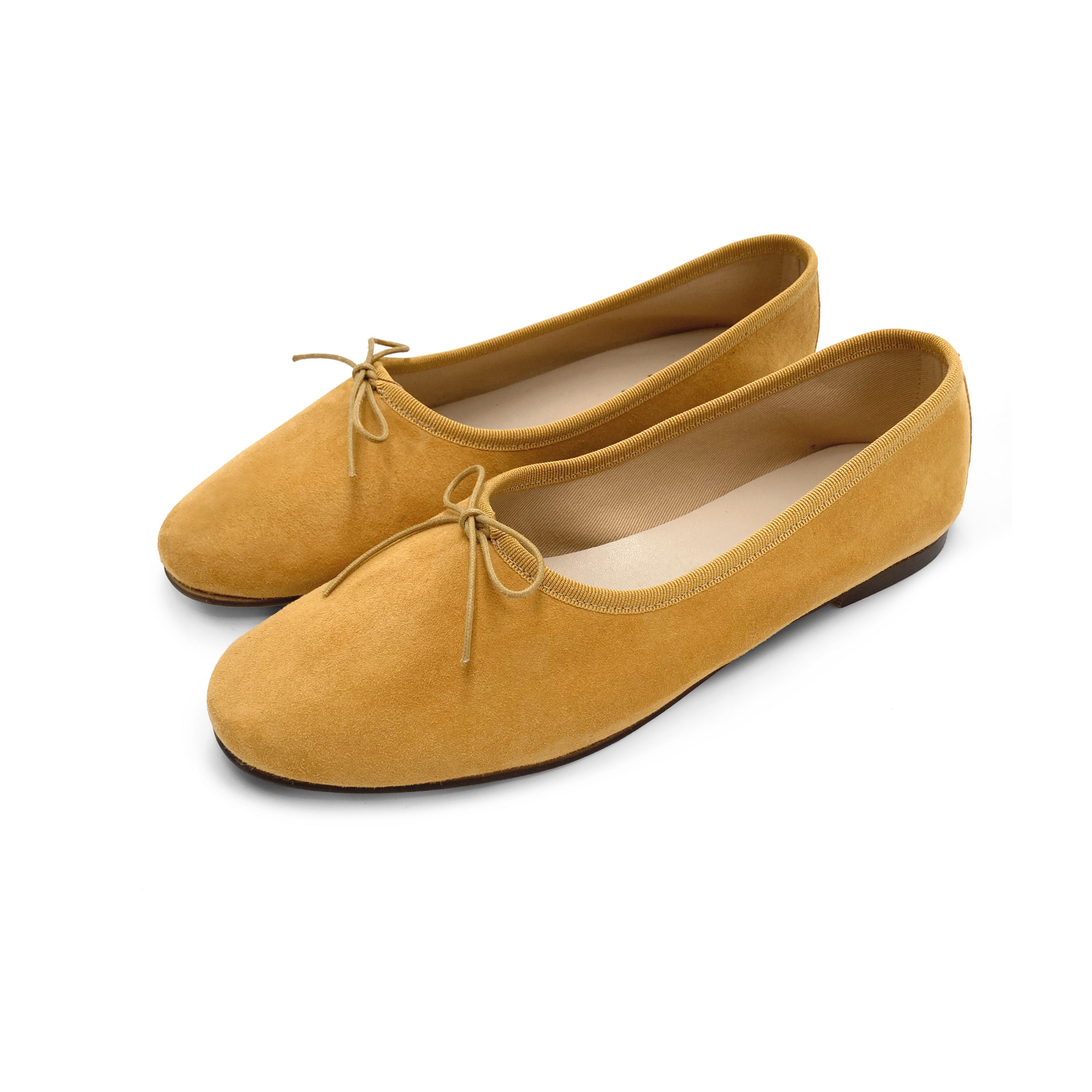 Senfgelbe "Glove" Ballerinas aus Wildleder