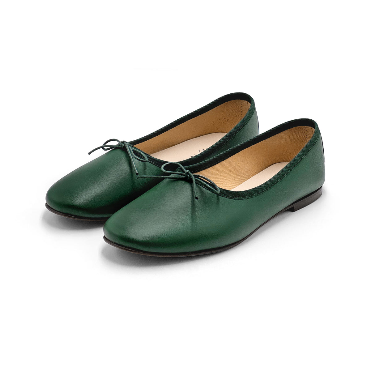Ballerine "glove shoes" verdi accollate in pelle