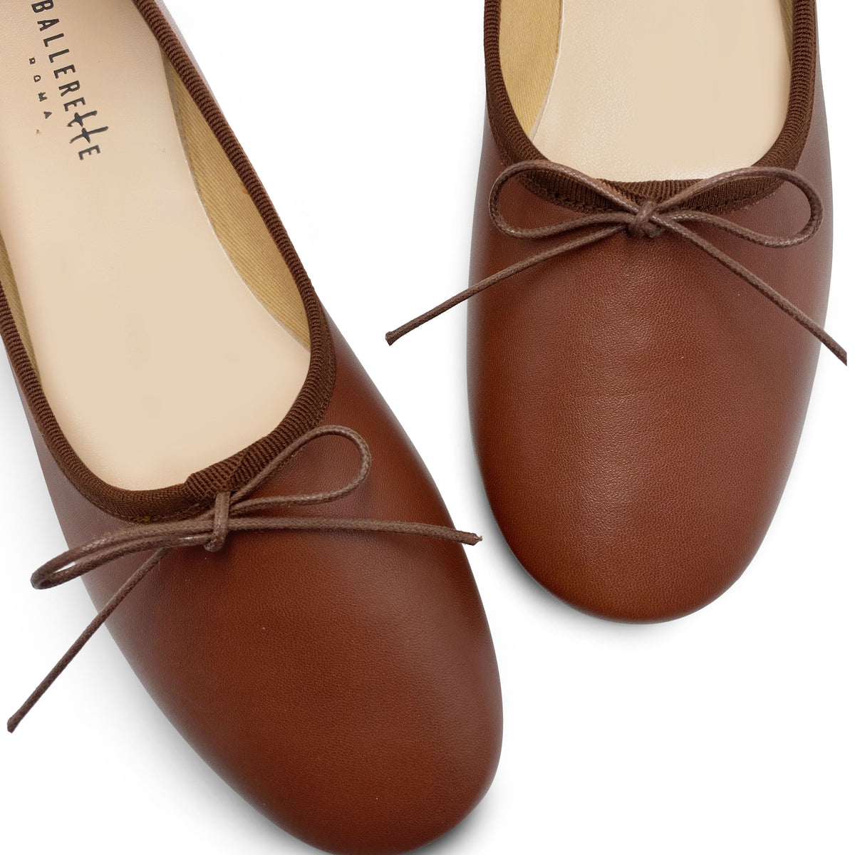 Ballerine "glove shoes" marroni accollate in pelle