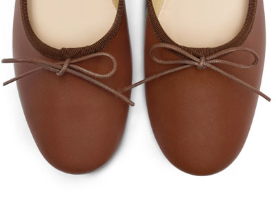 Ballerine "glove shoes" marroni accollate in pelle