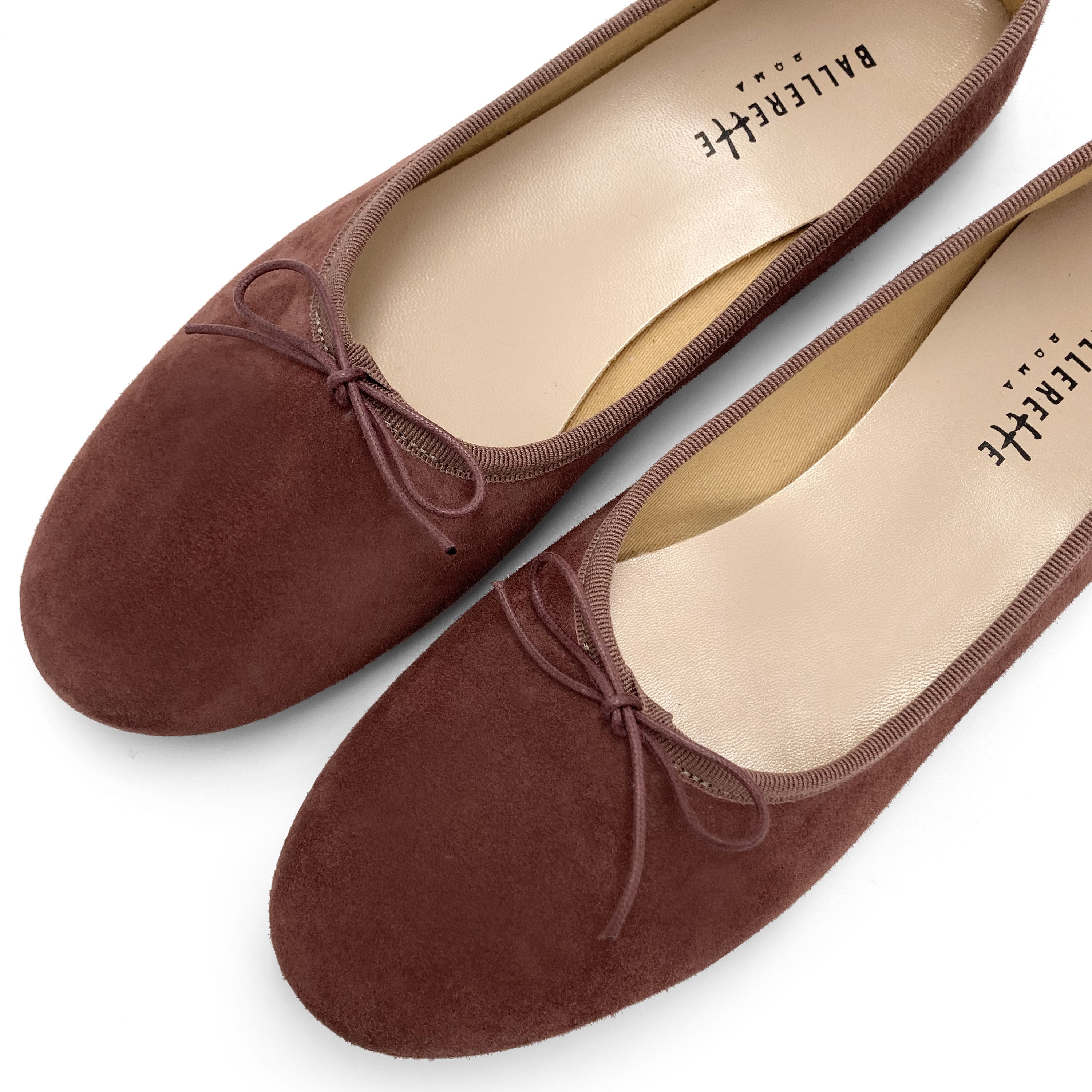 Wine suede "glove shoes" ballet flats