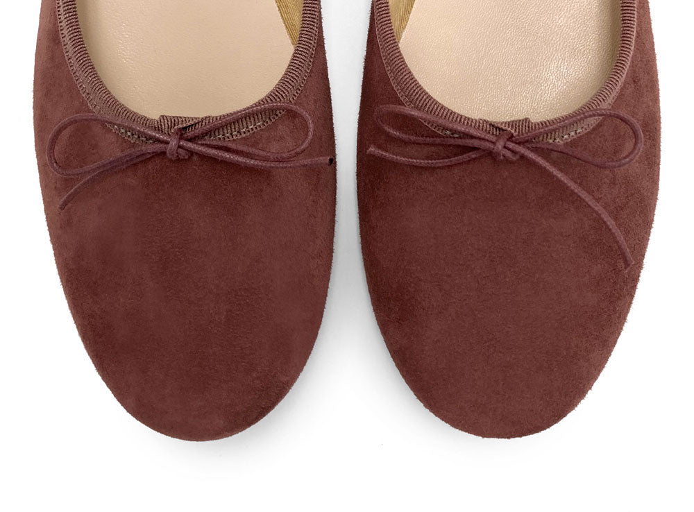 Ballerine "glove shoes" viola vino accollate in camoscio