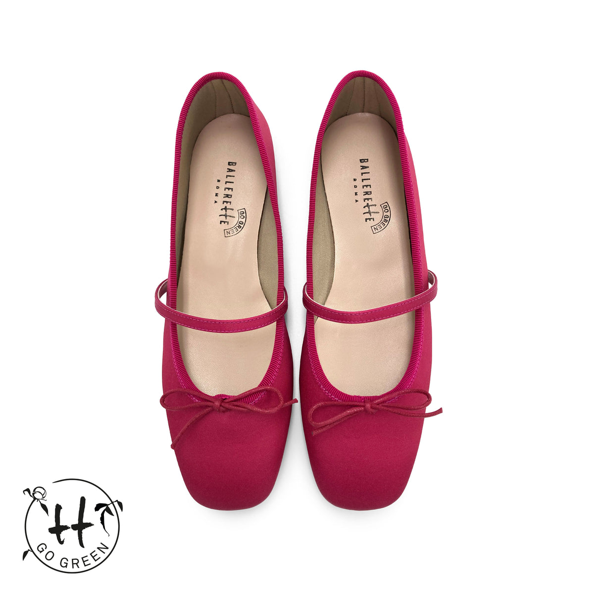 TT Go Green Collection - Ballerine Mary Jane fucsia in raso eco