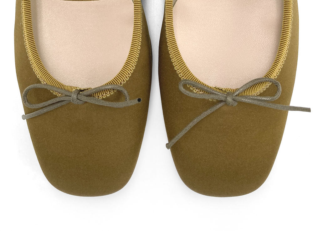 TT Go Green Collection - Ballerine Mary Jane marrone mostarda in raso eco