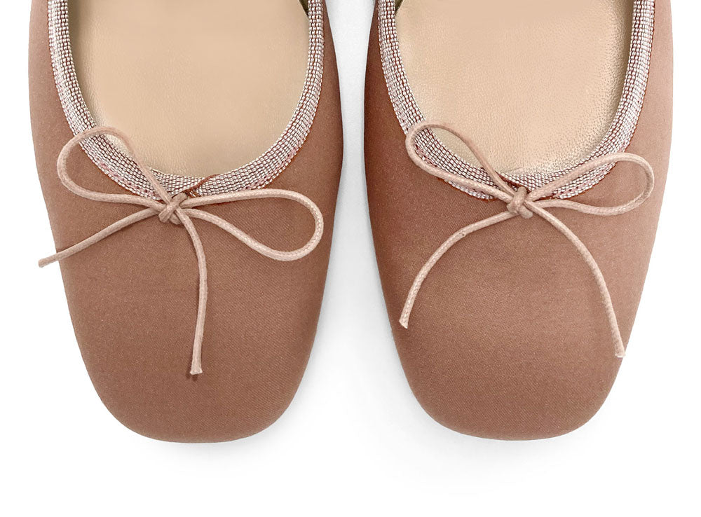 TT GO GREEN Collection - Ballerine Mary Jane rosa antico in raso ECO