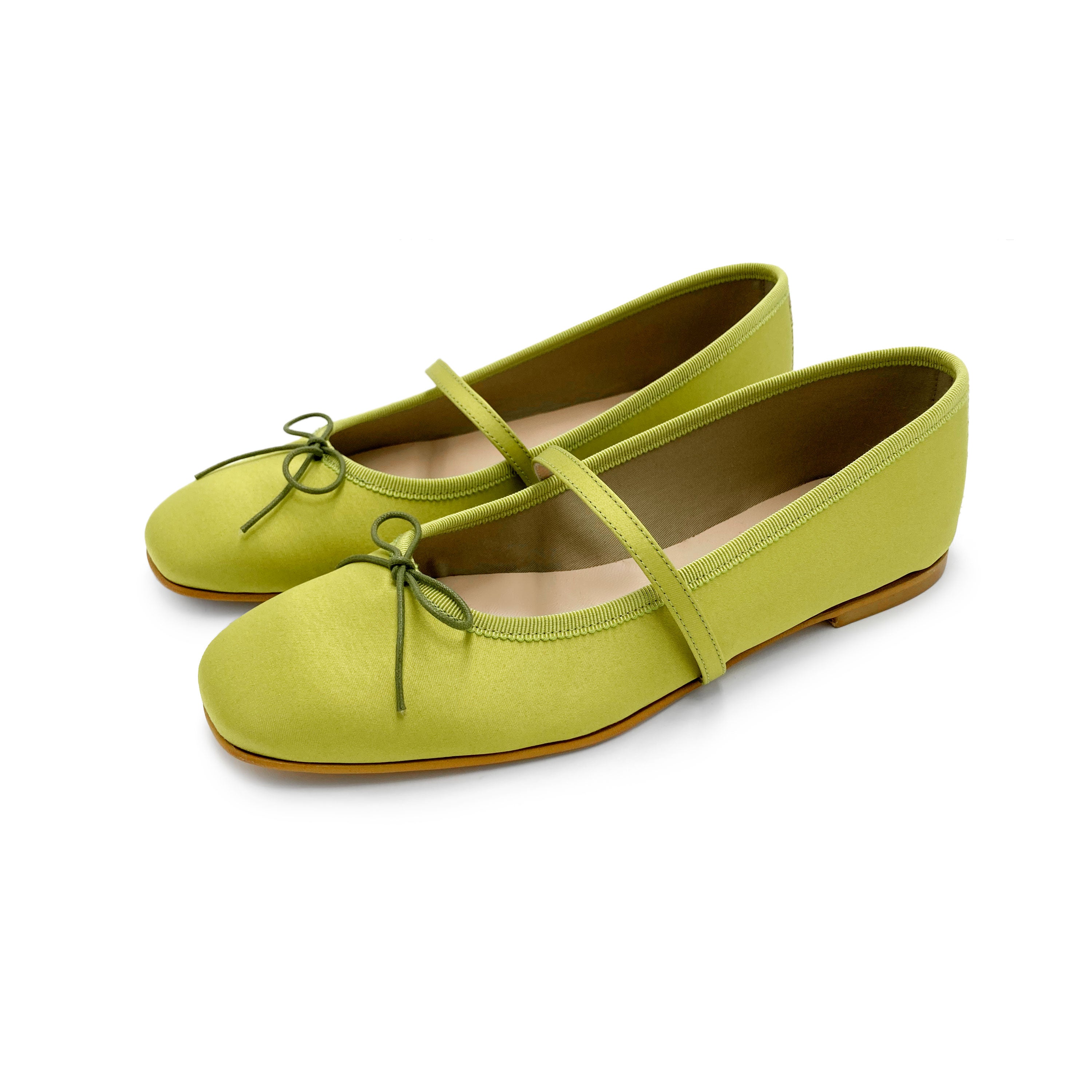 TT Go Green collection - ballerines Mary Jane en satin eco vert lime