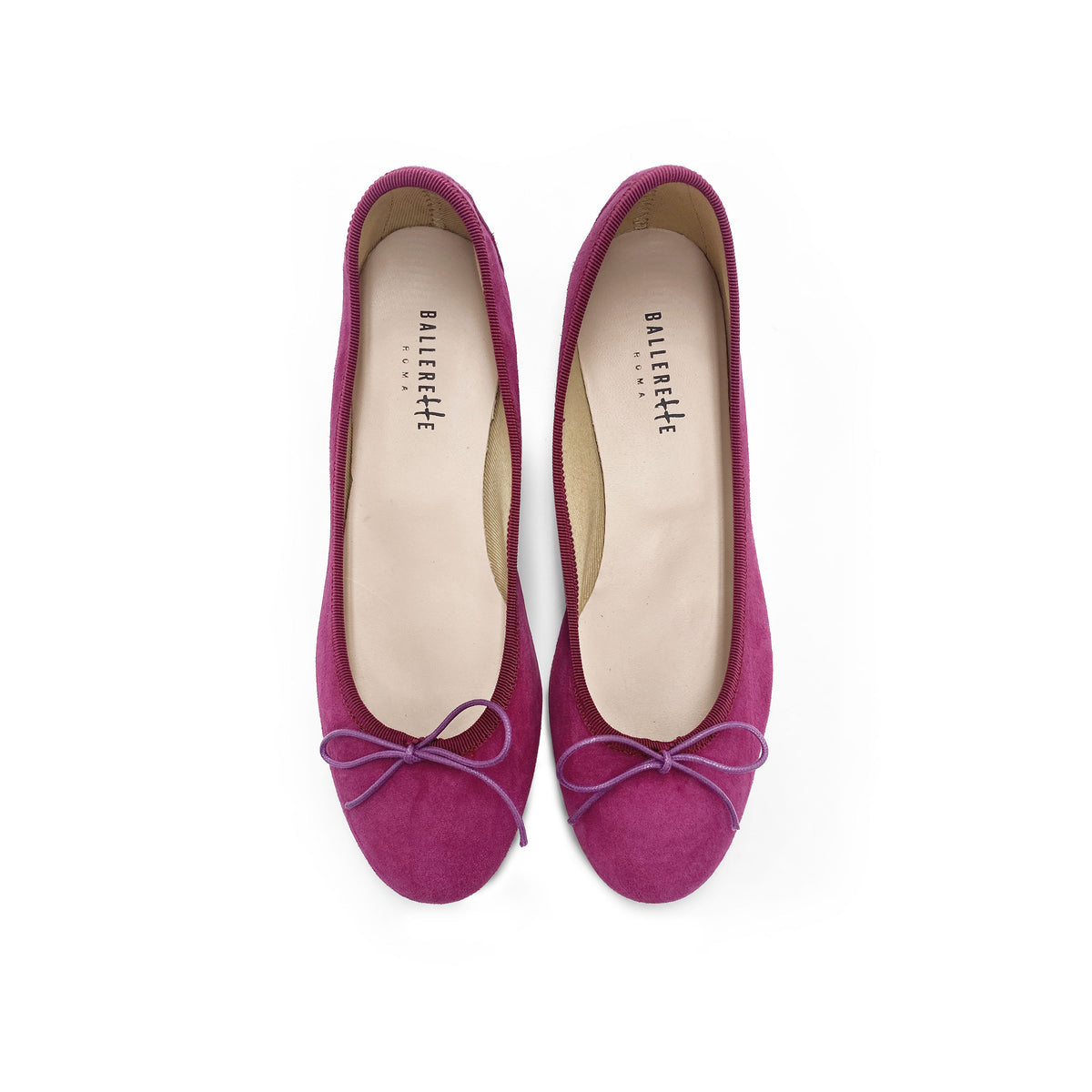 Plum Suede Ballet Flats with Heel
