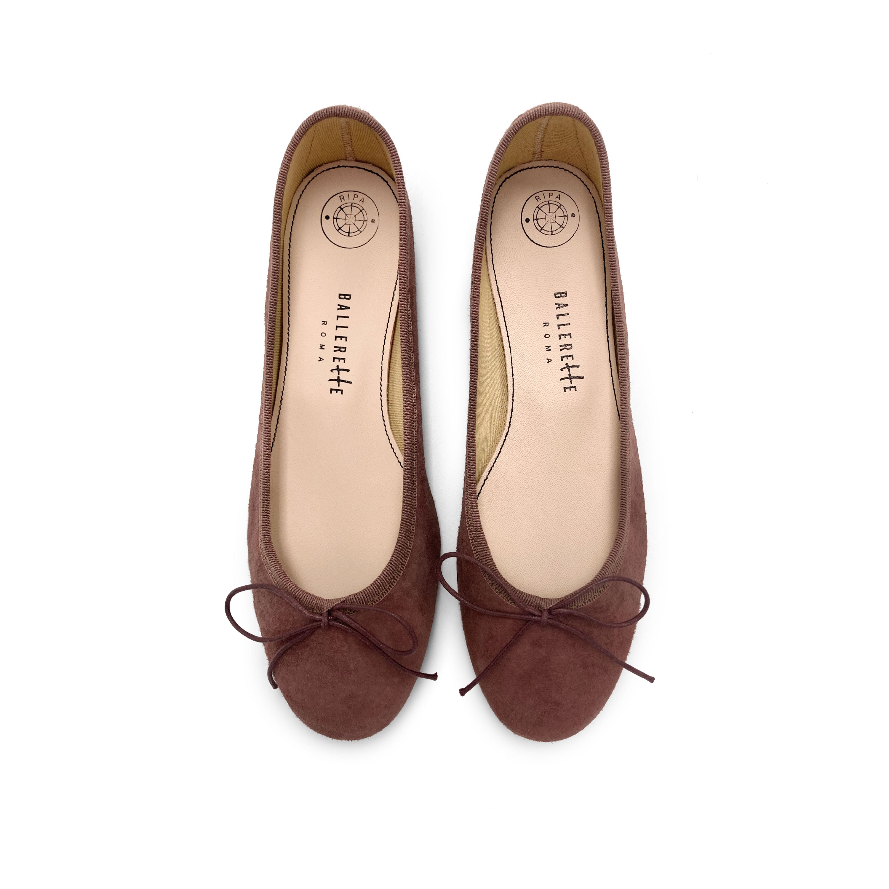 Ballerine con tacco vino in camoscio