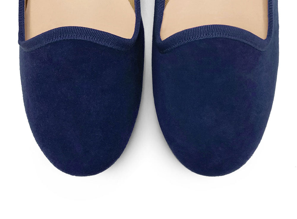 Blaue Damen-Loafers aus Wildleder