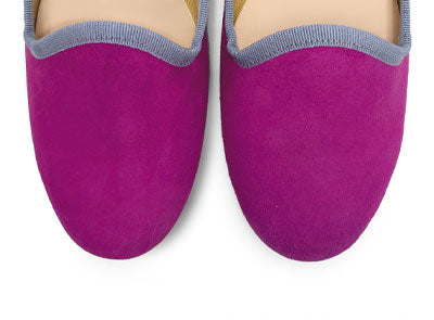 Slippers femme en daim fuchsia