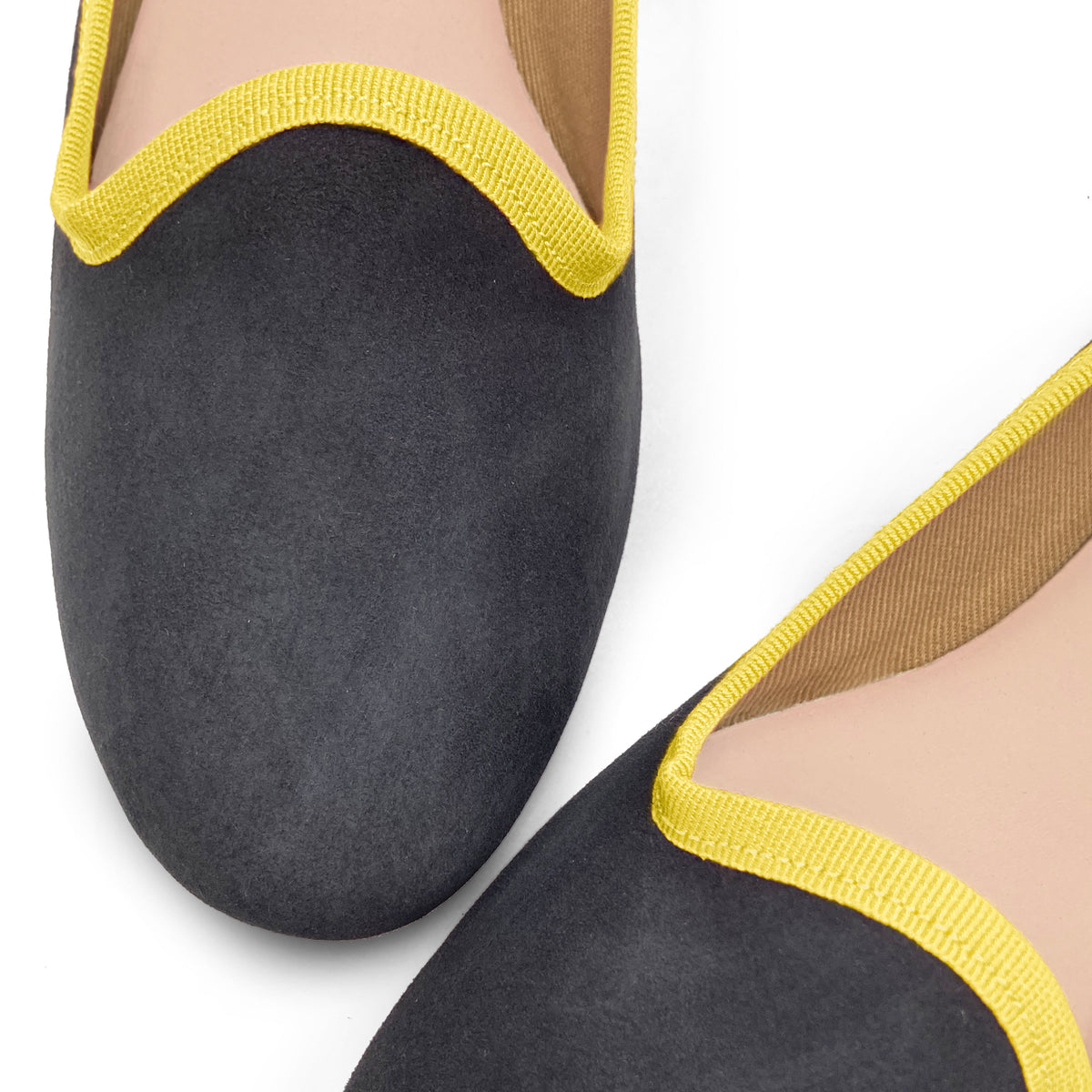 Dark grey suede women's loafers