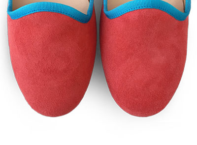 Slippers femme en daim rose corail