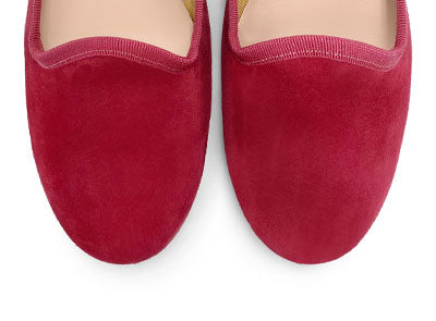 Slippers femme en daim rouge