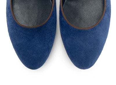Mary Jane ballet flats in blue suede with strap