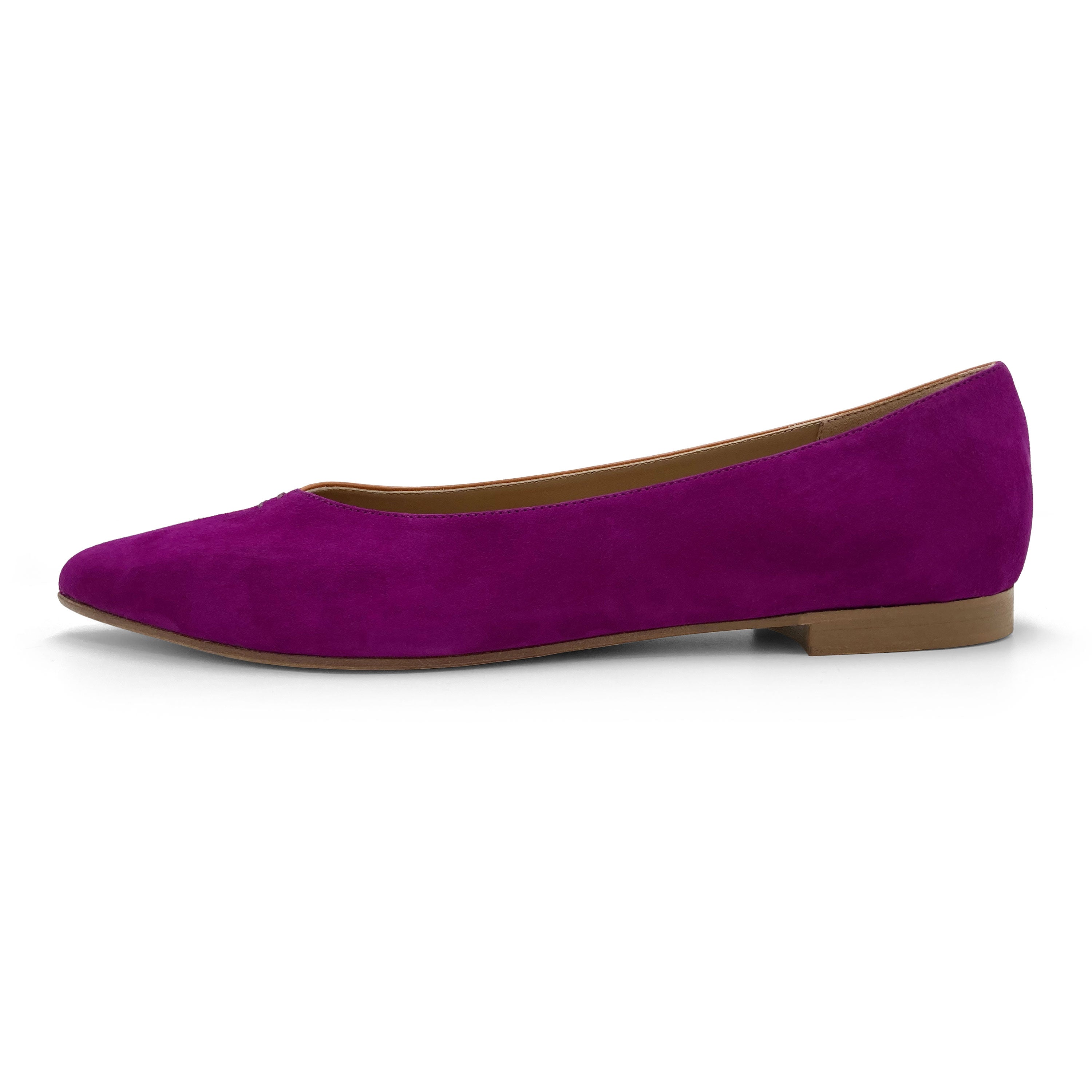 Bicolor pointed toe ballet flats brown and purple