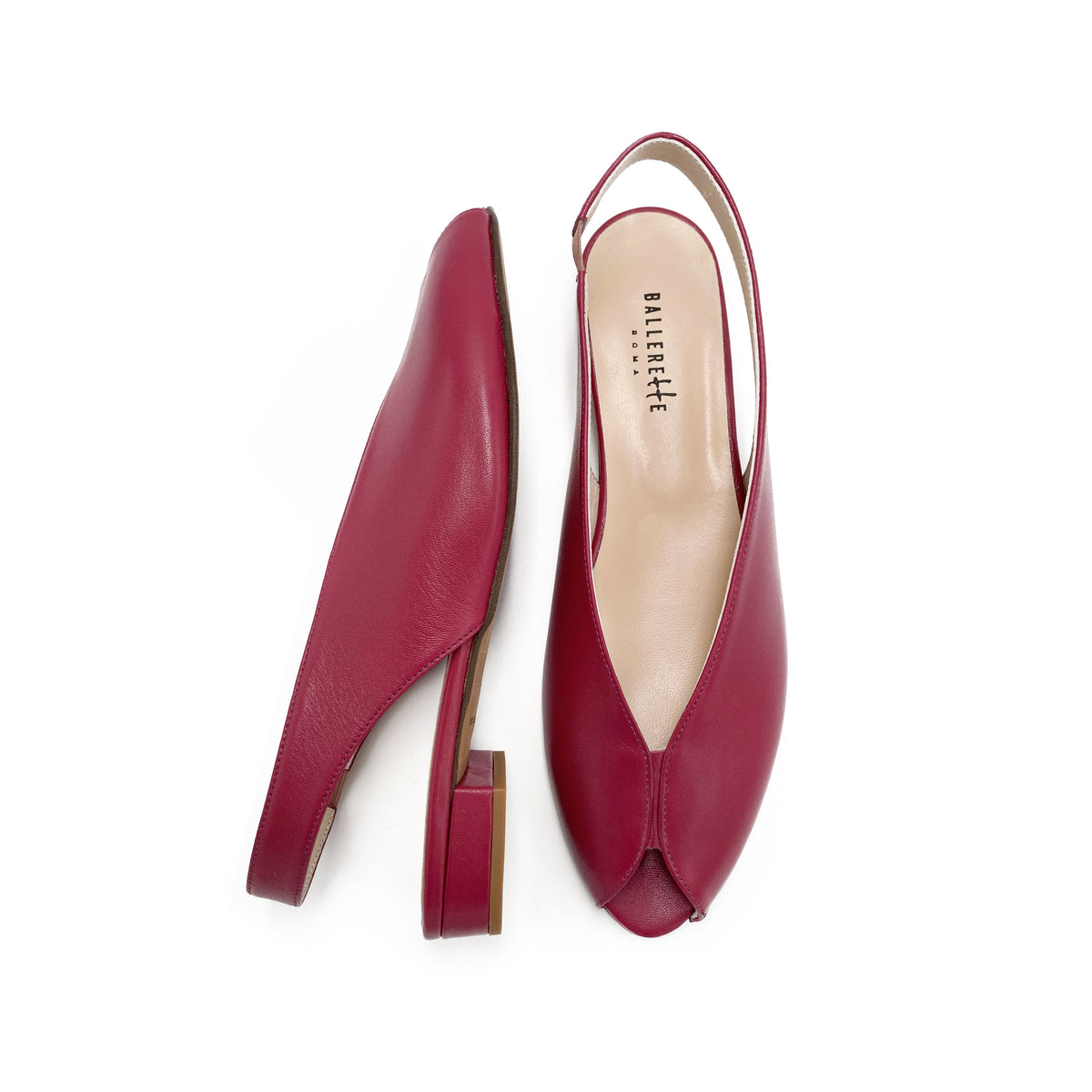 Slingback open toe fucsia in pelle