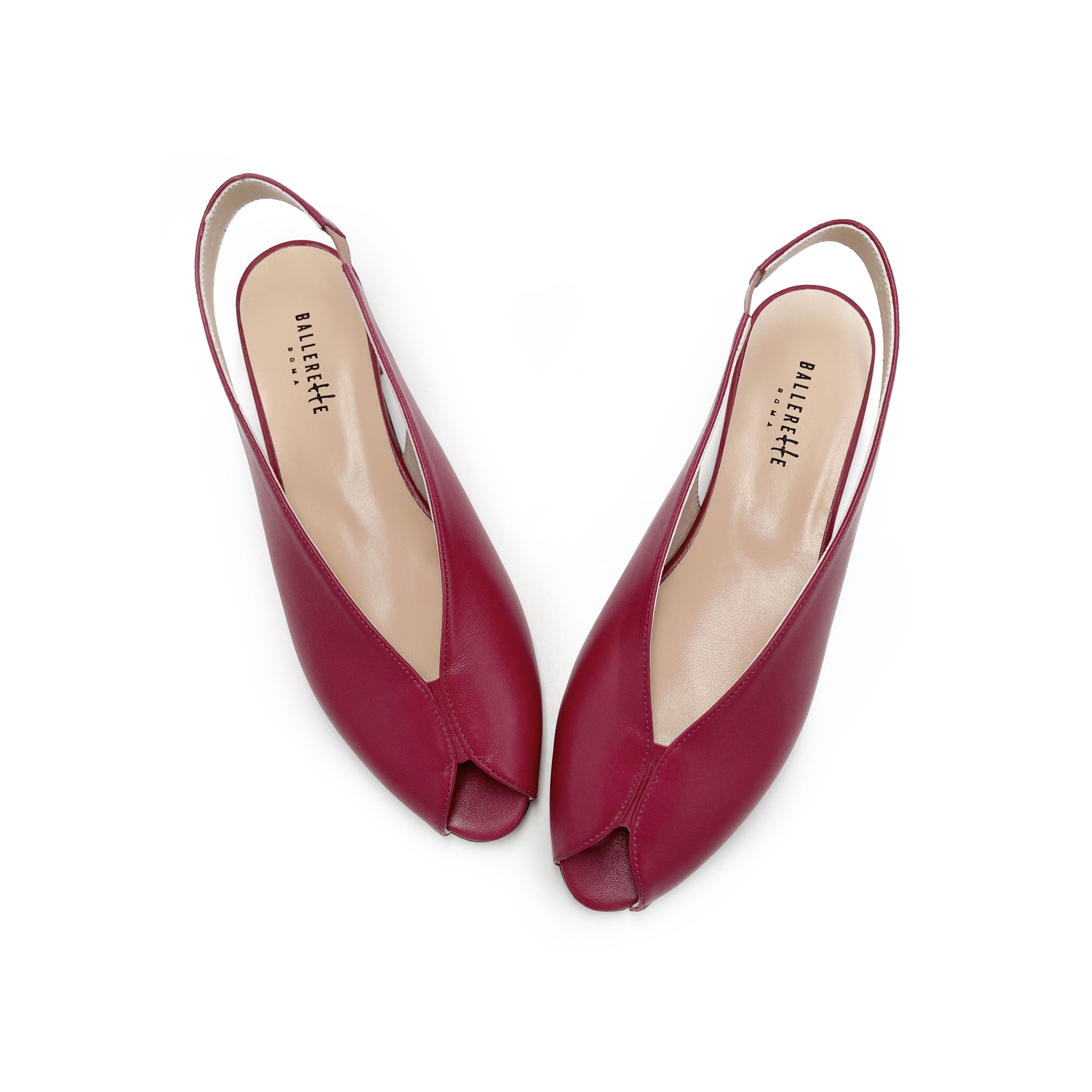 Slingback open toe fucsia in pelle