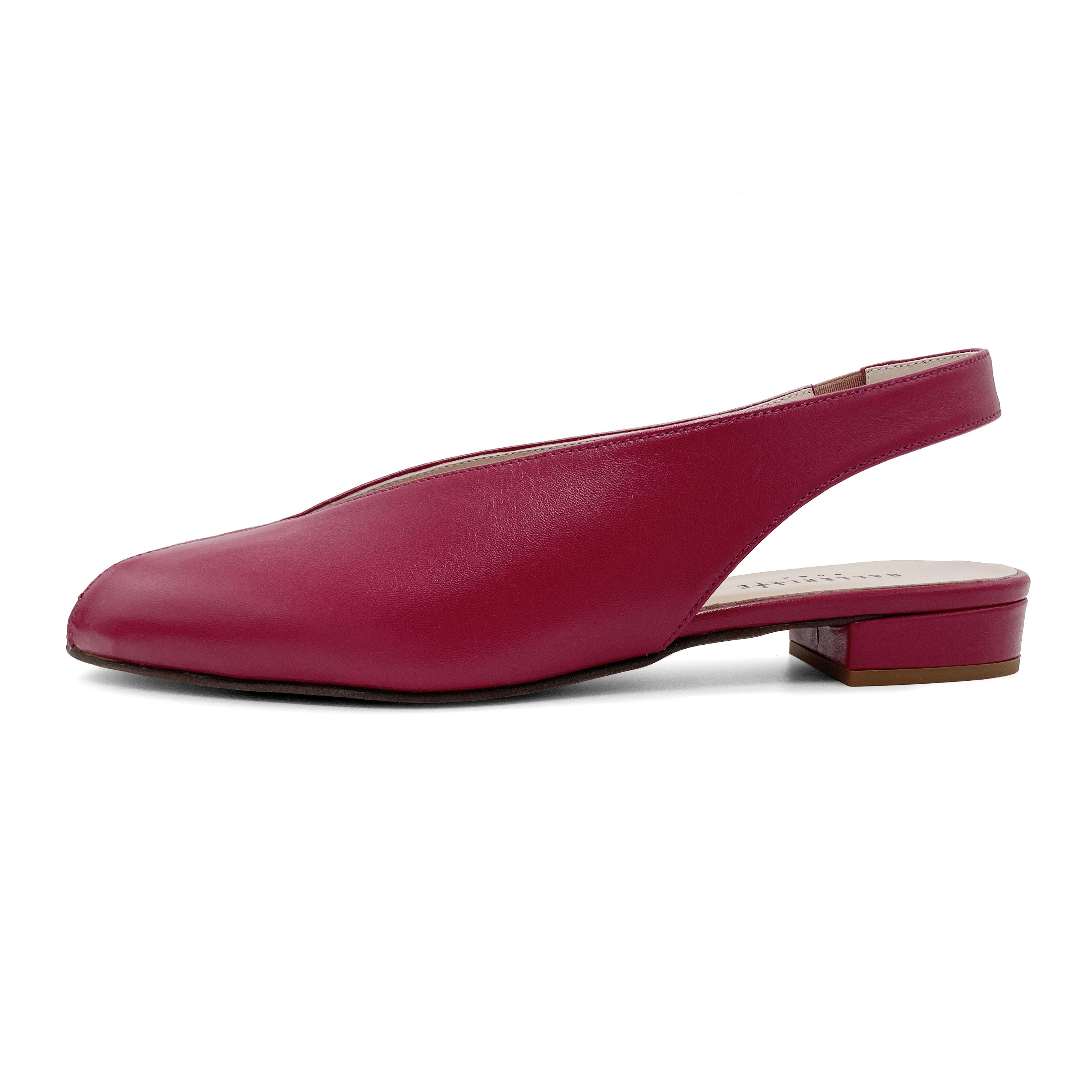 Fuchsia Open-Toe Slingbacks aus Leder