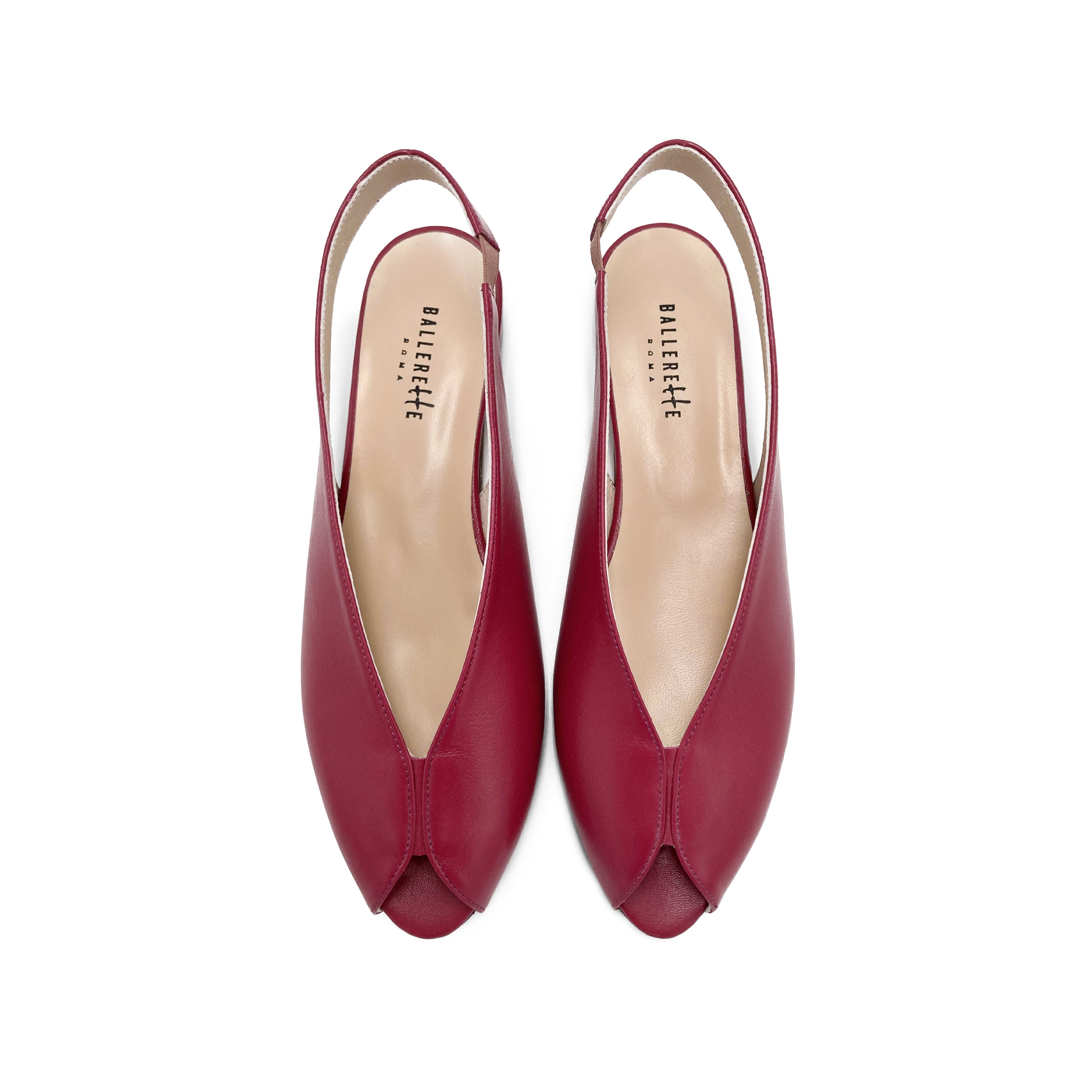 Fuchsia Open-Toe Slingbacks aus Leder