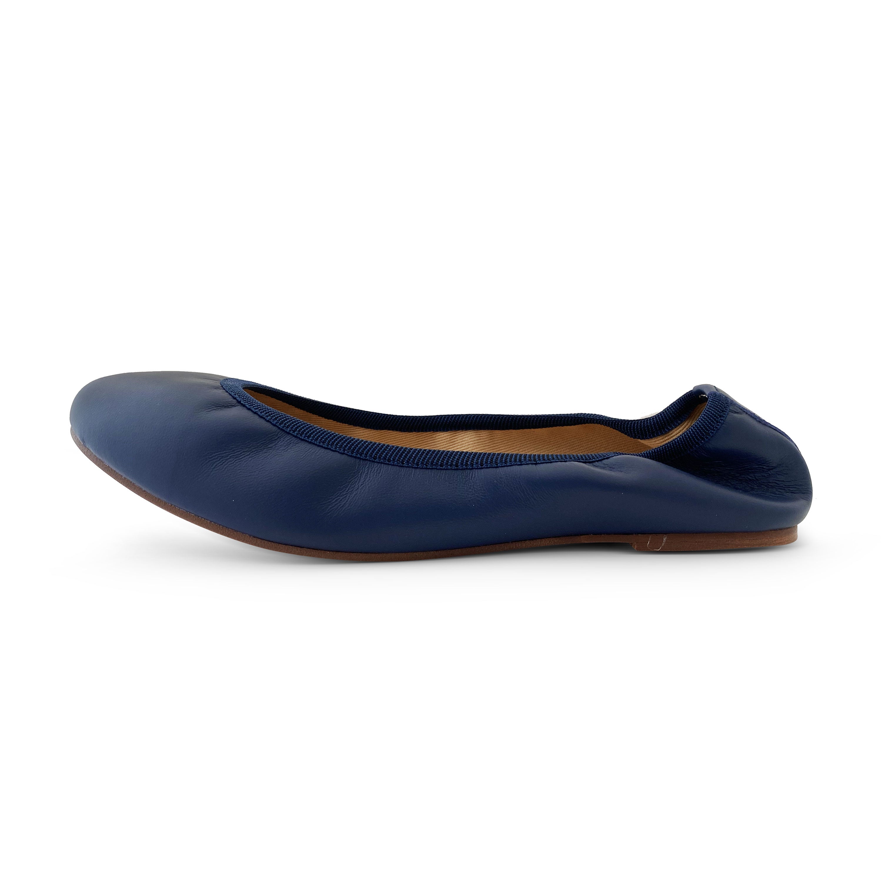Ballerine con elastico in pelle blu