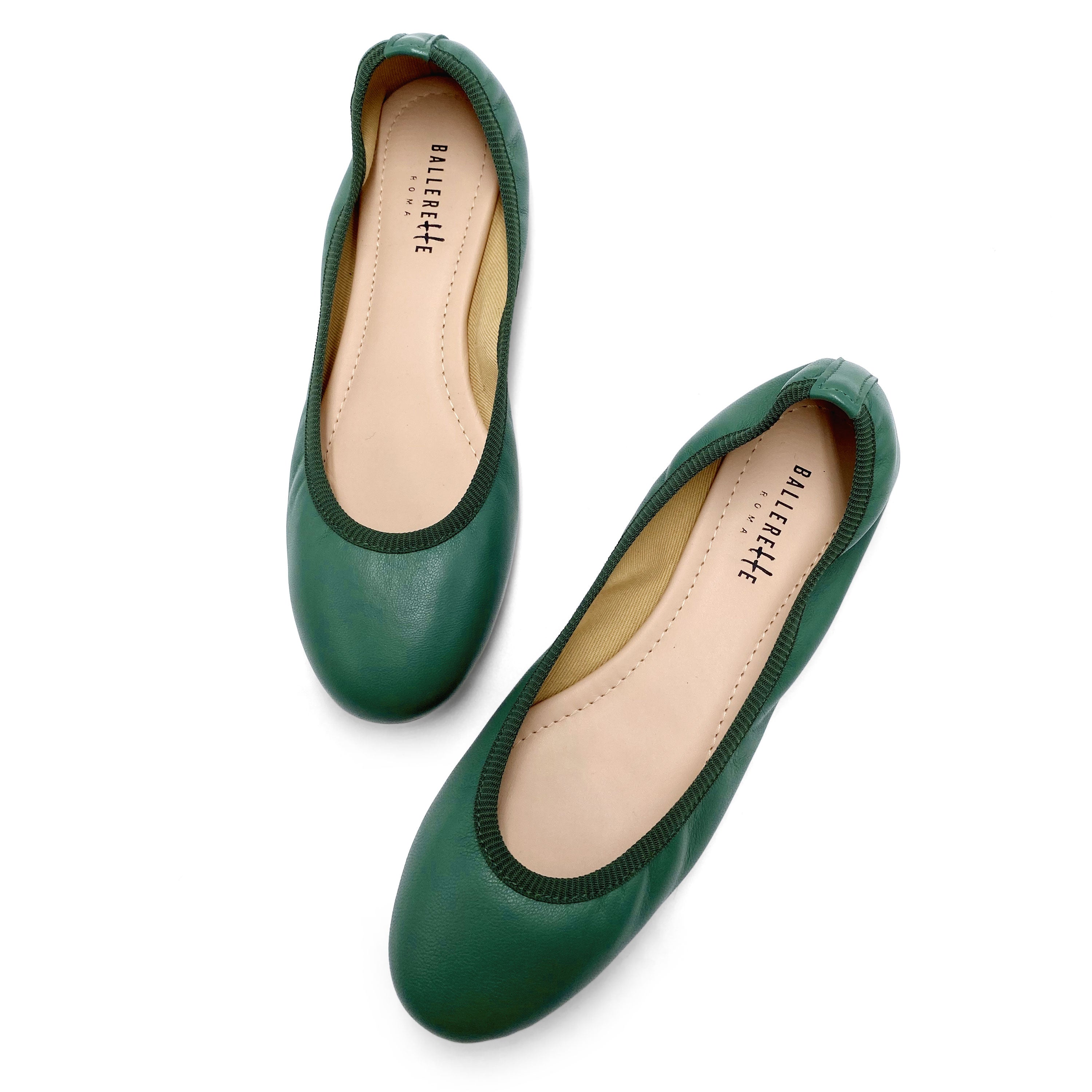 Ballerina con elastico in pelle verde