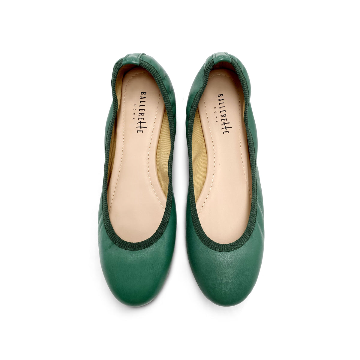 Ballerina con elastico in pelle verde