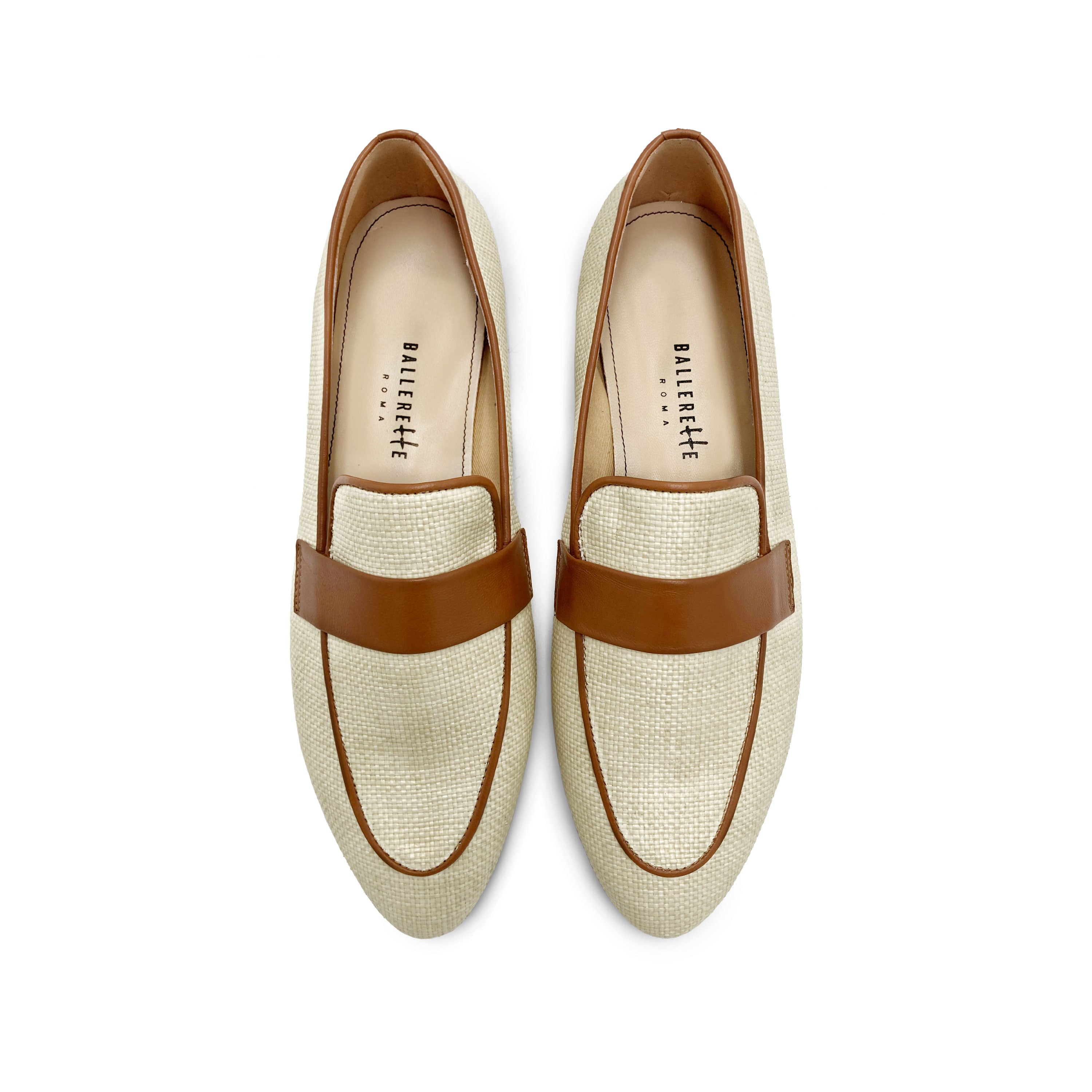 Mocassini donna estivi beige in rafia