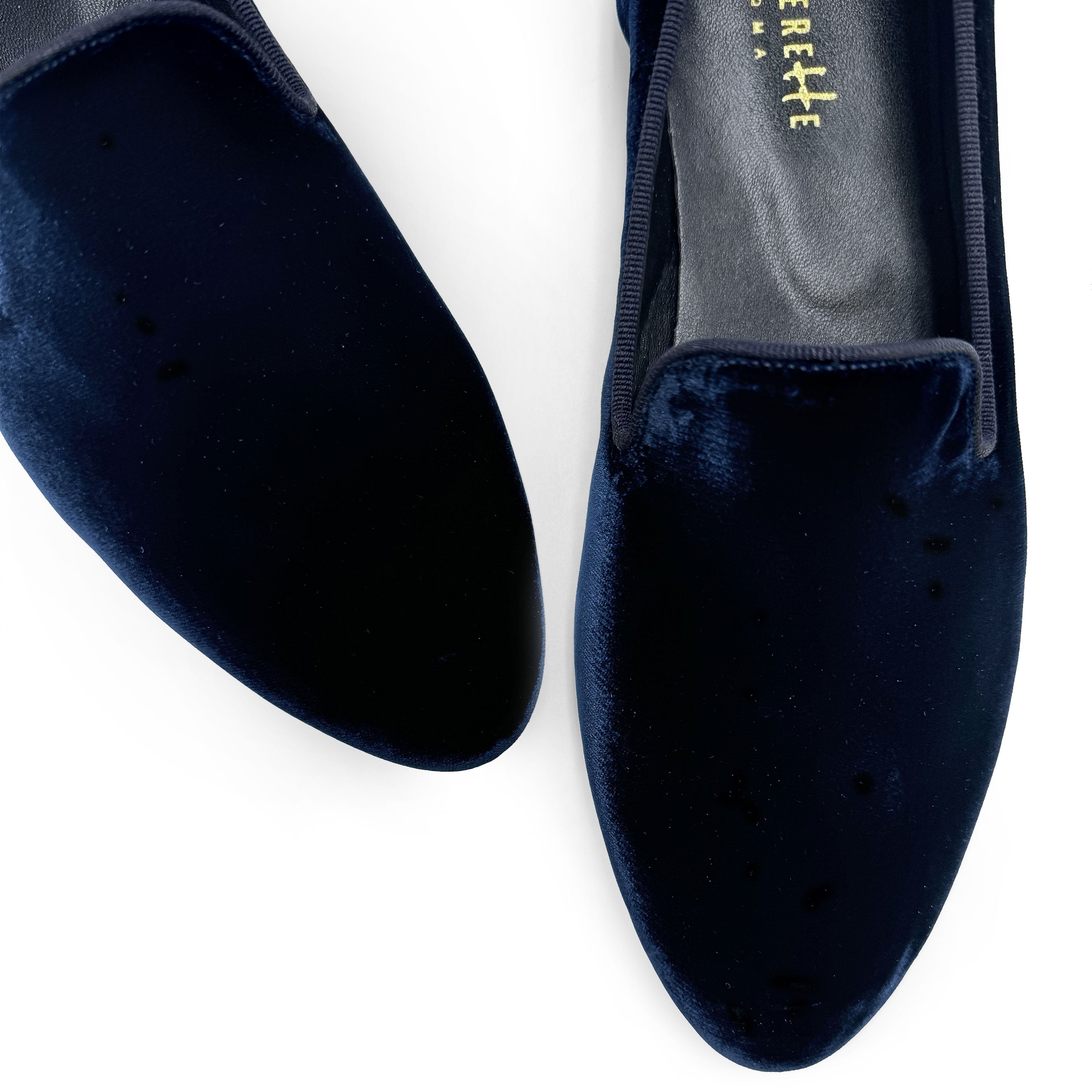 Slippers femme en velours bleu