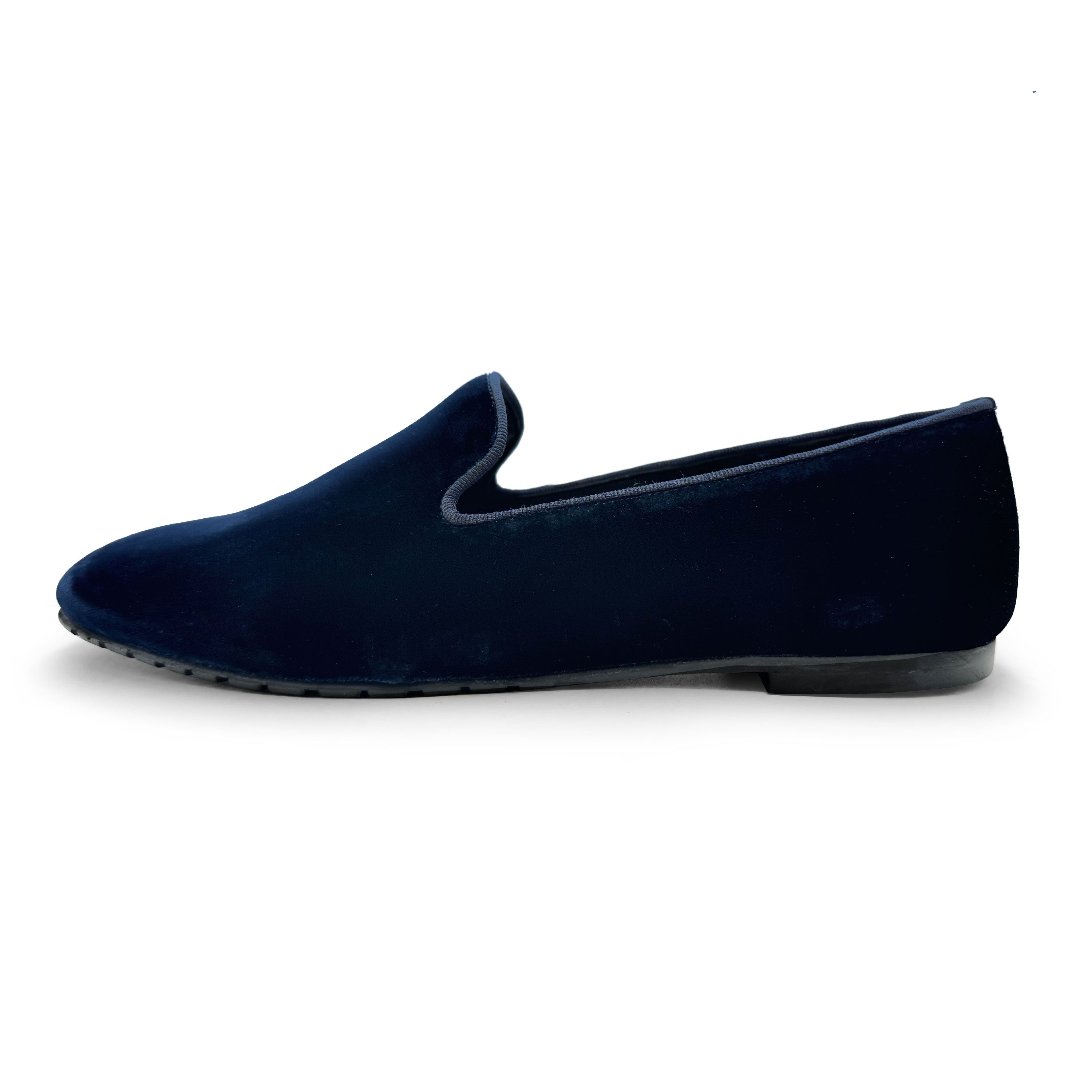 Slippers femme en velours bleu