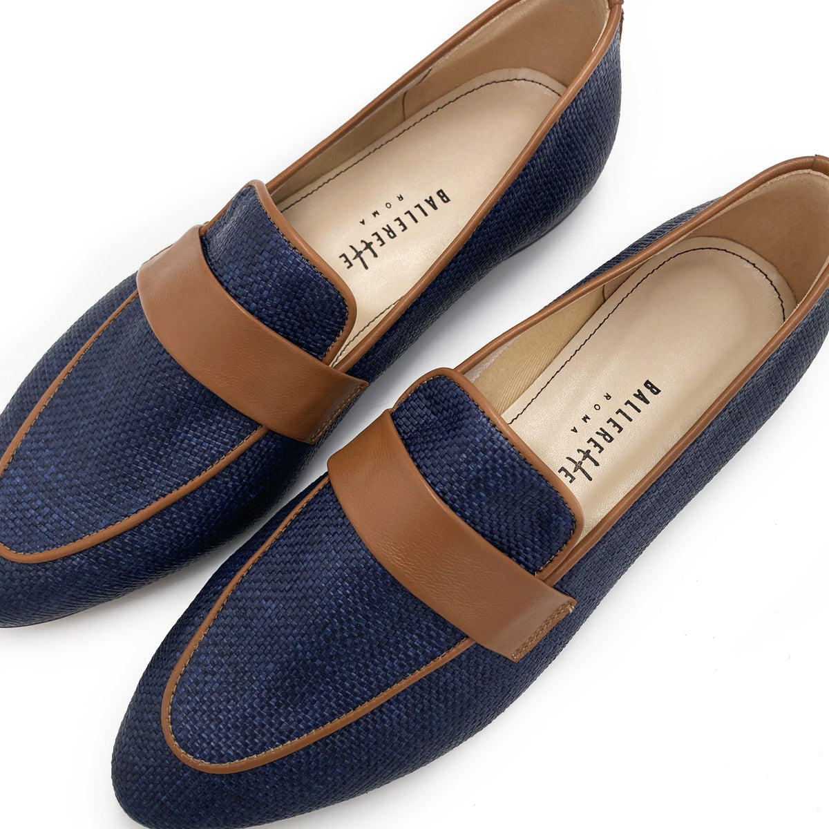 Mocassini donna estivi blu in rafia