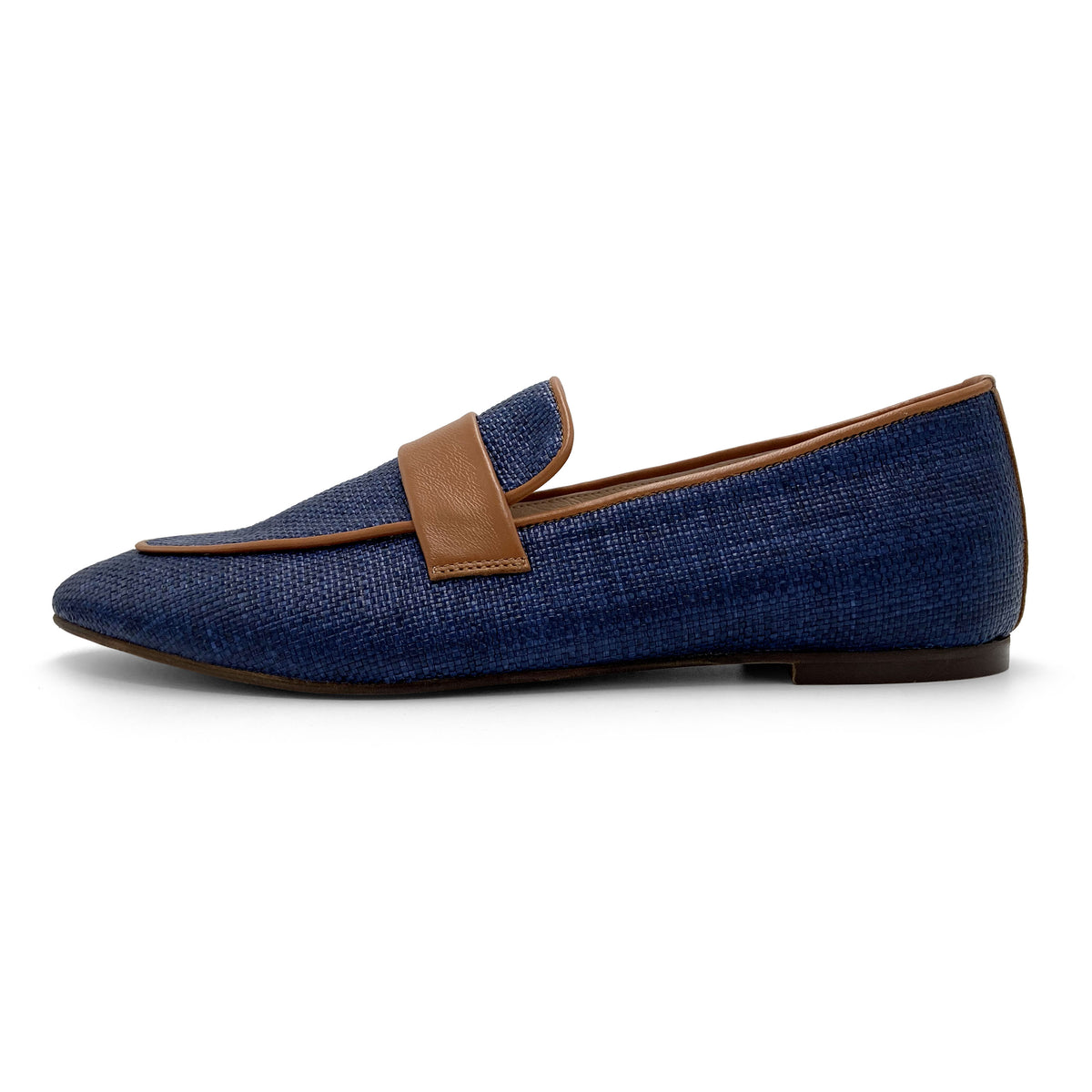 Mocassini donna estivi blu in rafia