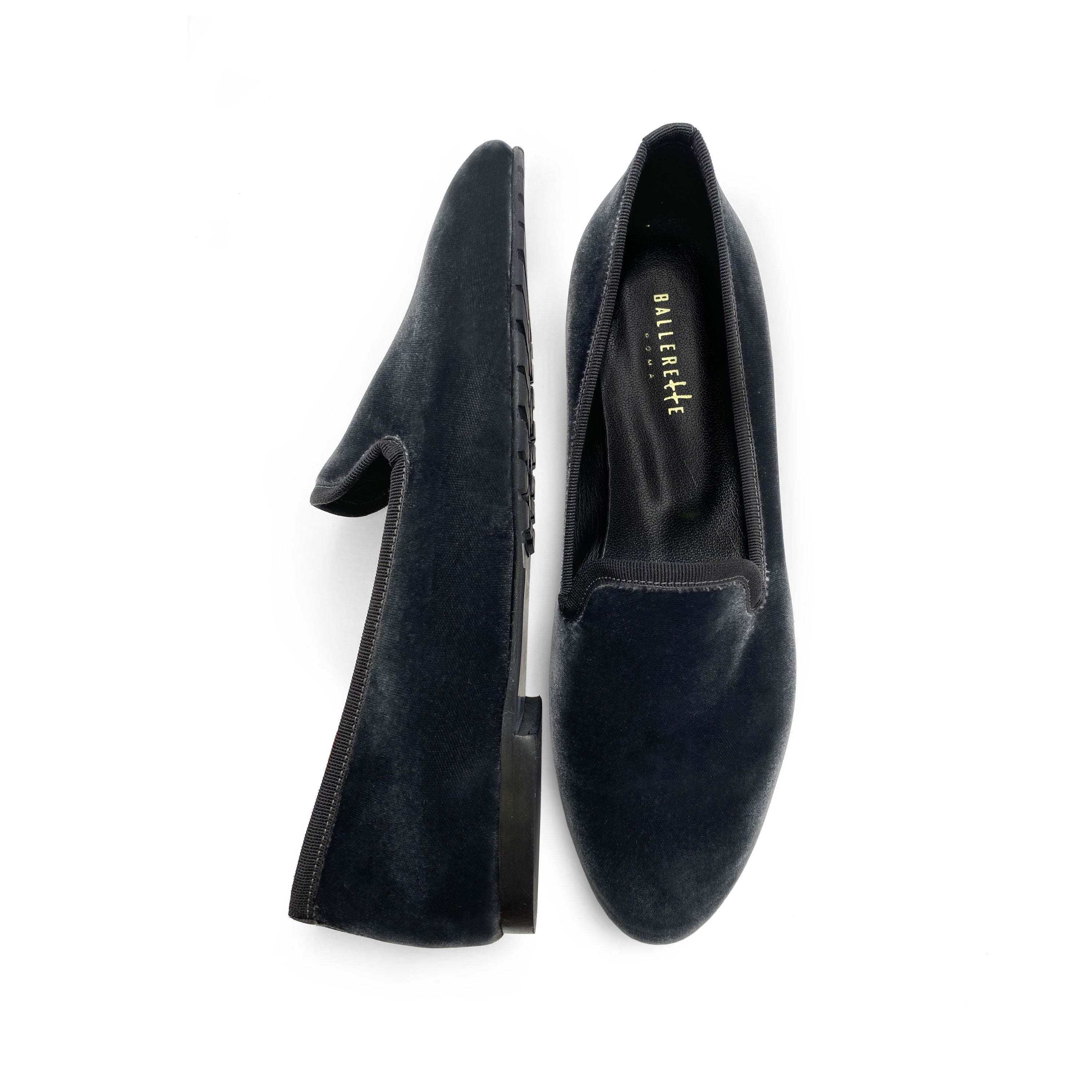 Slippers da donna in velluto grigio